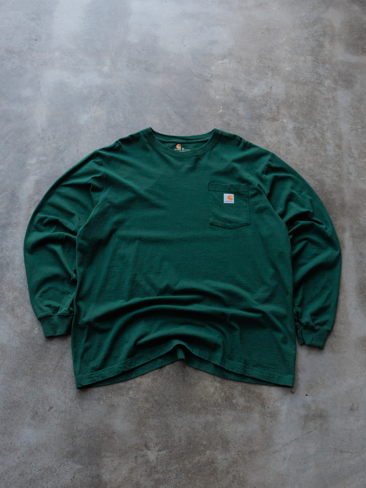 Vintage Green Carhartt Pocket Long Sleeve Tee (XL)
