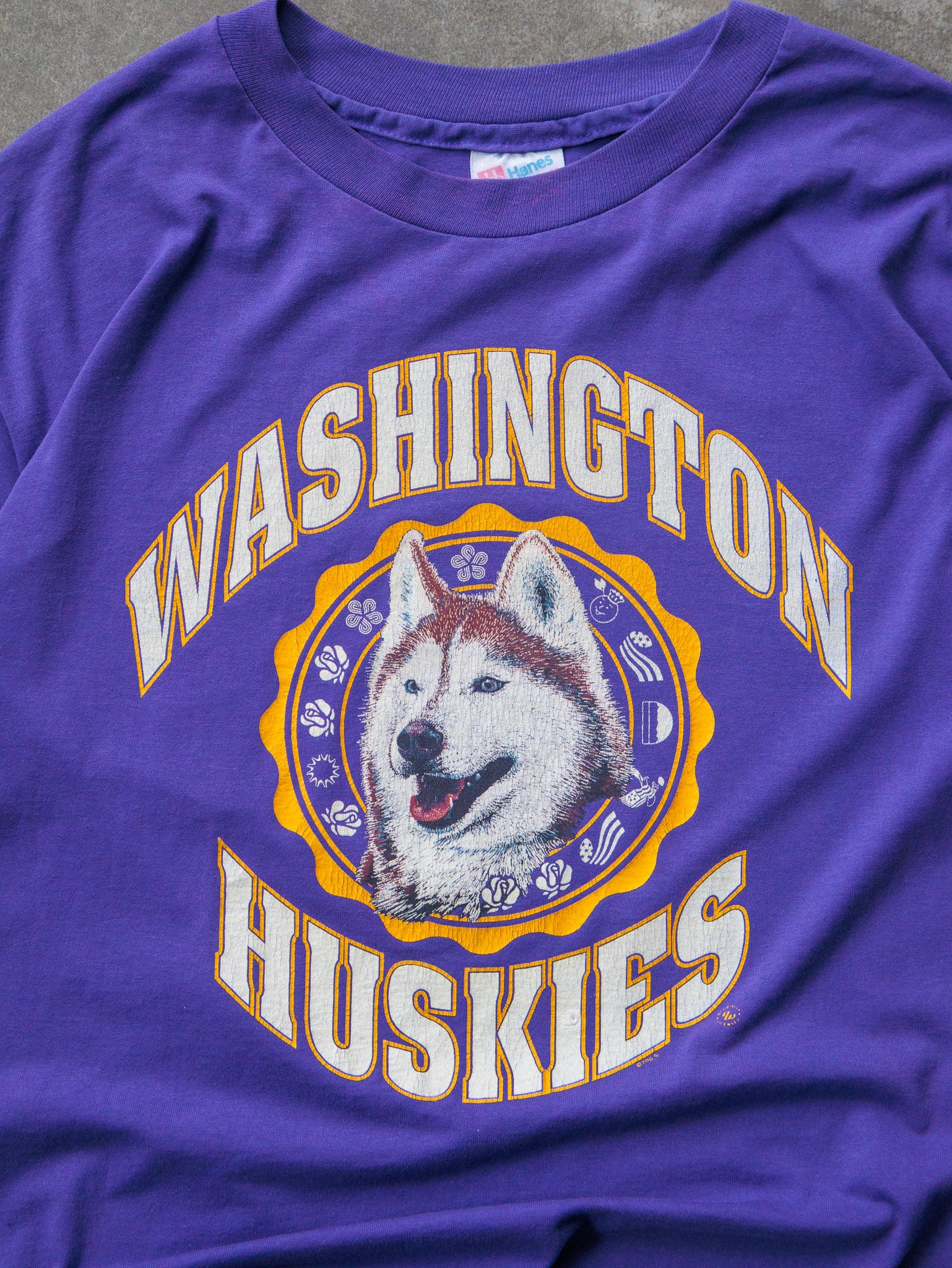Vintage 90s Purple Washington Huskies Tee (L)