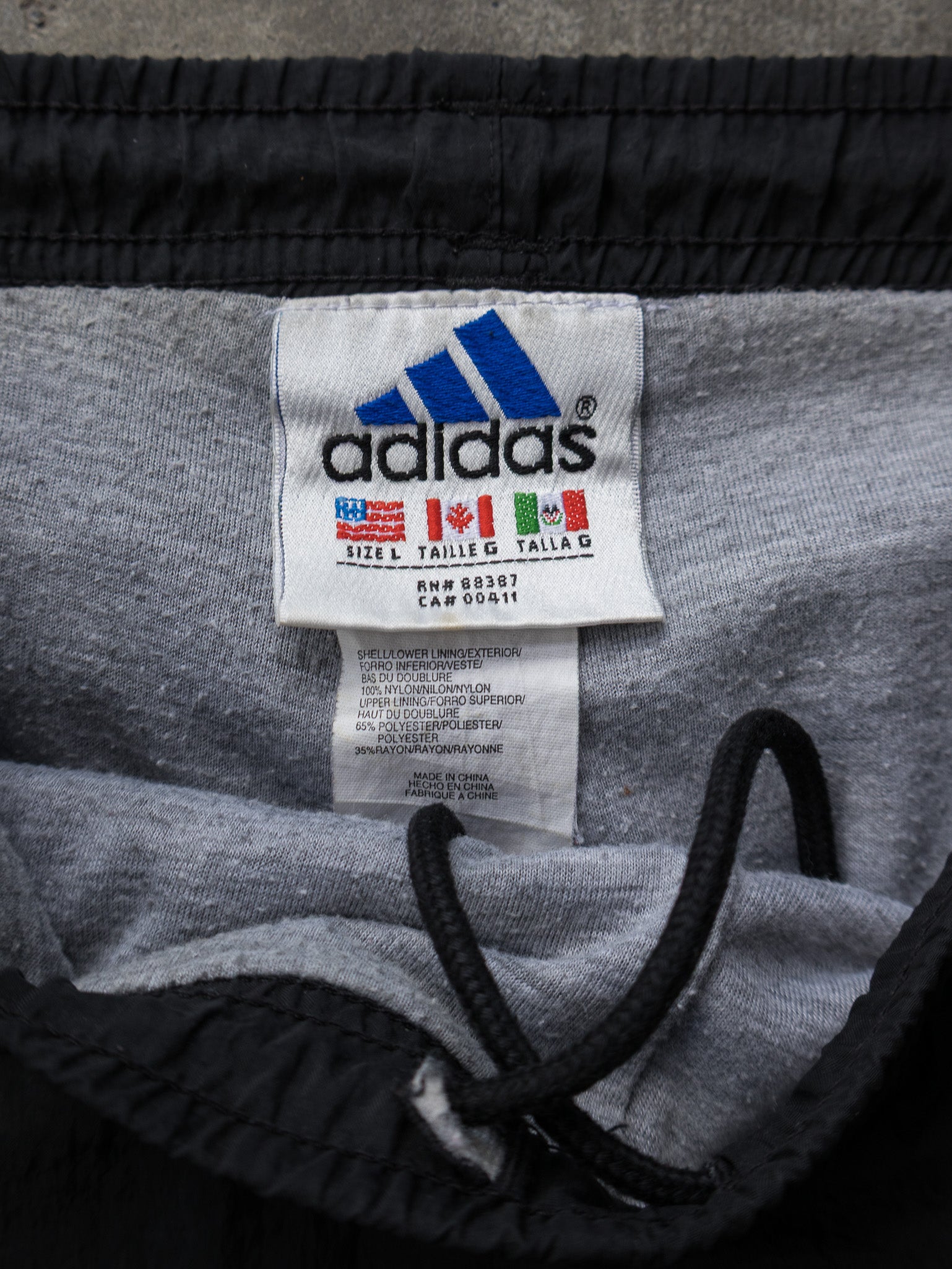 Vintage Black Adidas Three Stripe Track Pants (L)