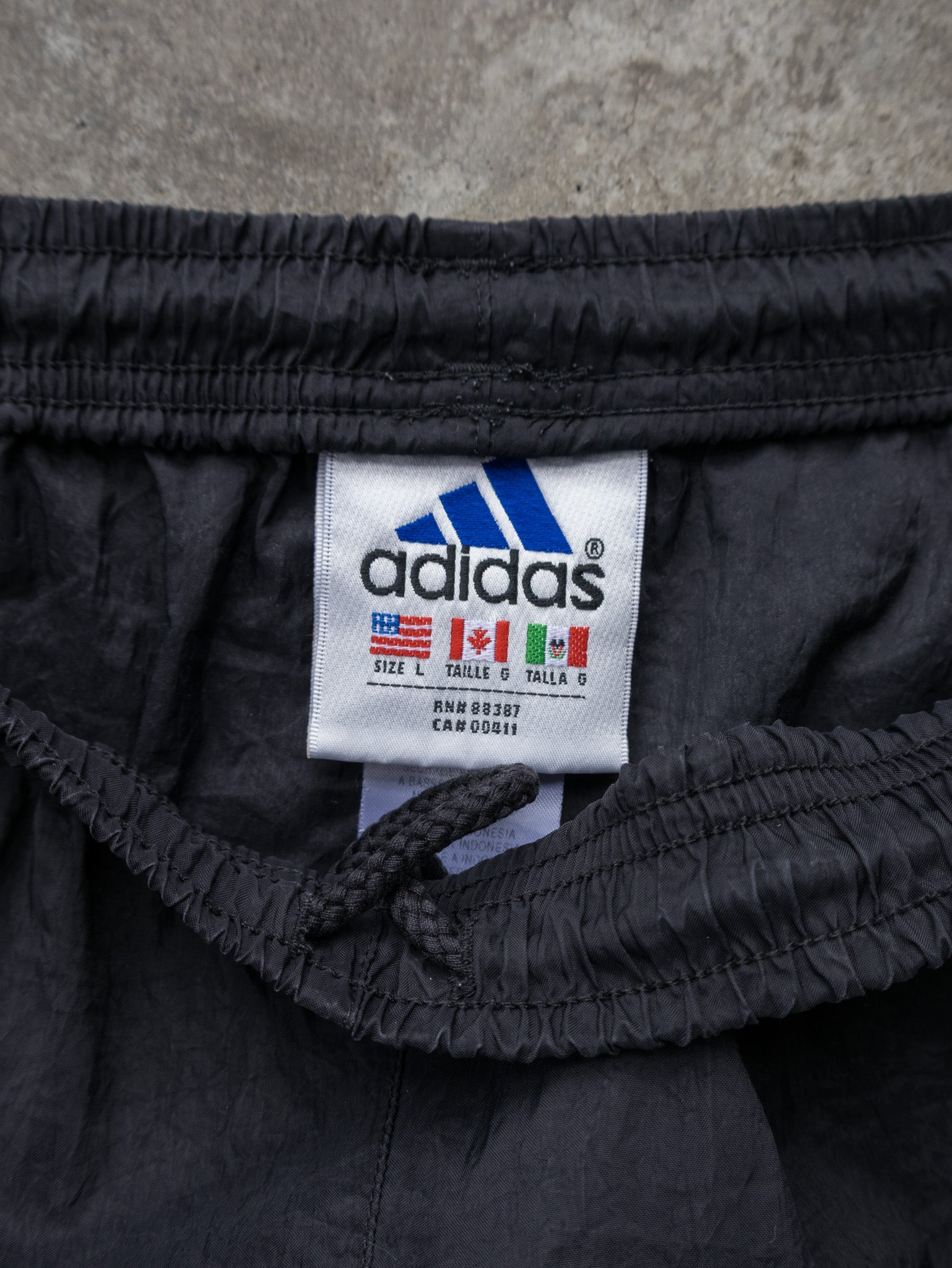 Vintage Black Adidas Three Stripe Track Pants (L)