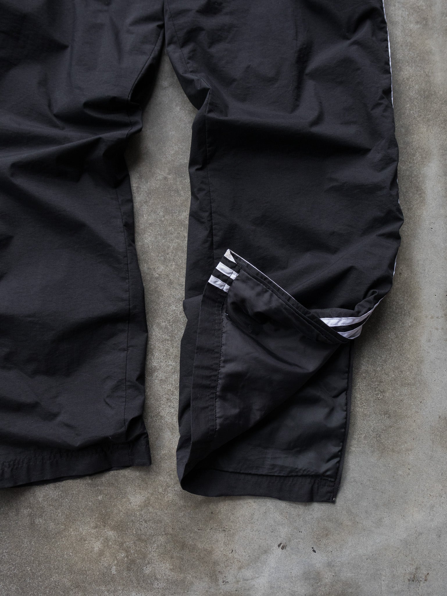 Vintage Black Adidas Three Stripe Track Pants (XL)