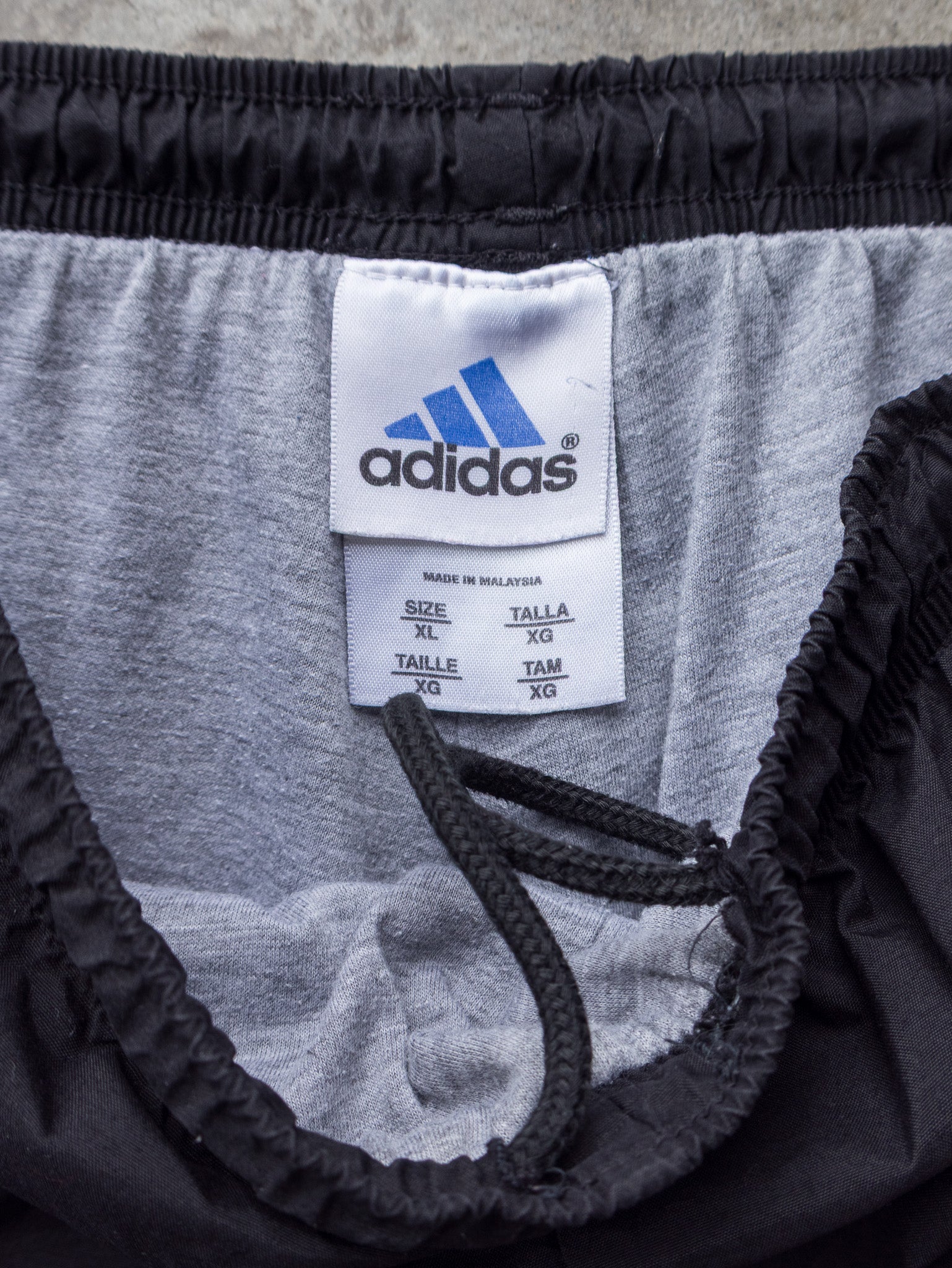 Vintage Black Adidas Three Stripe Track Pants (XL)