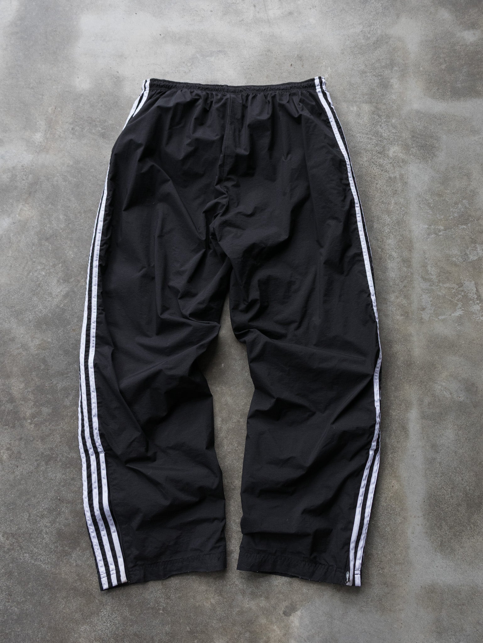 Vintage Black Adidas Three Stripe Track Pants (XL)