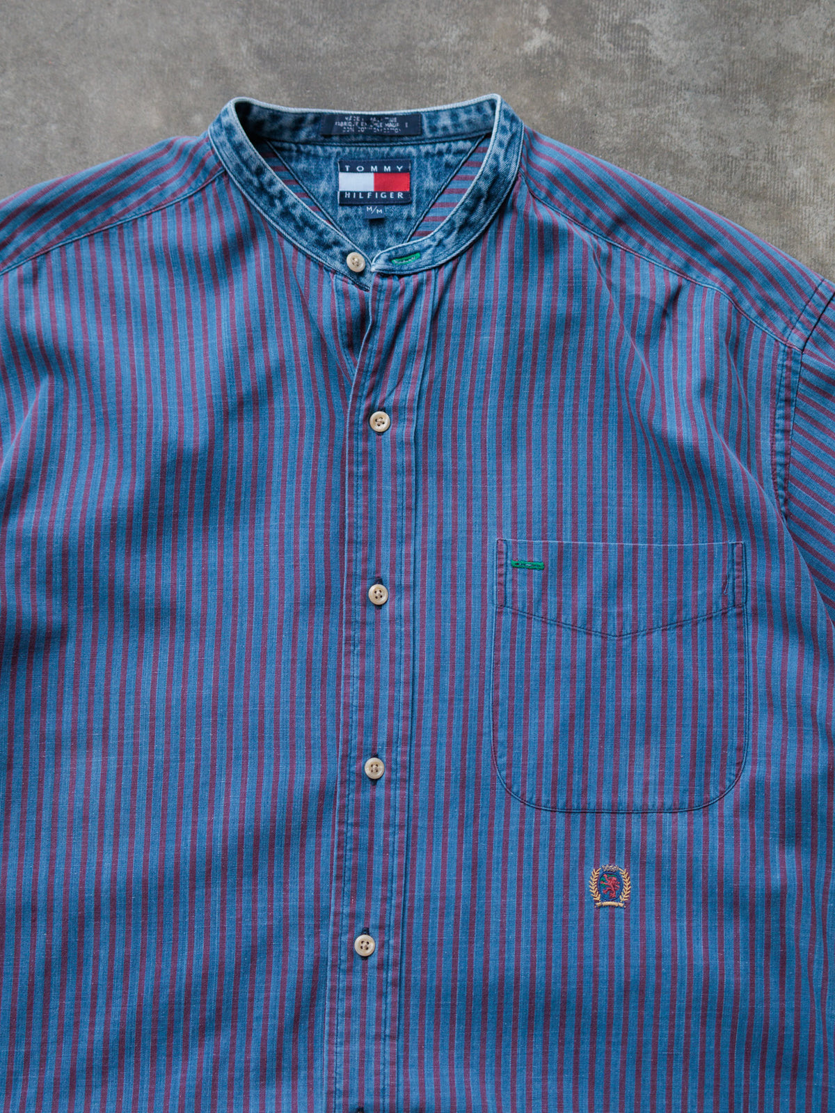 Vintage 90s Blue Striped Tommy Hilfiger Shirt (M)