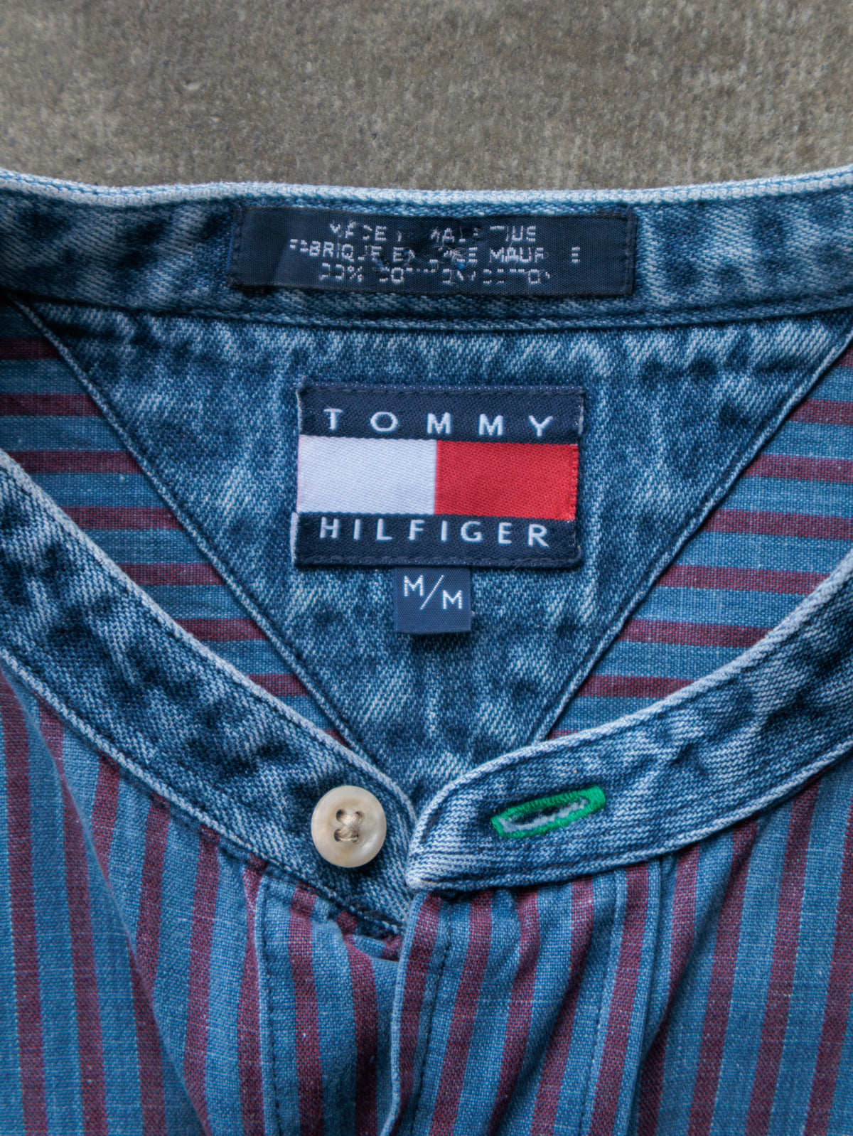 Vintage 90s Blue Striped Tommy Hilfiger Shirt (M)