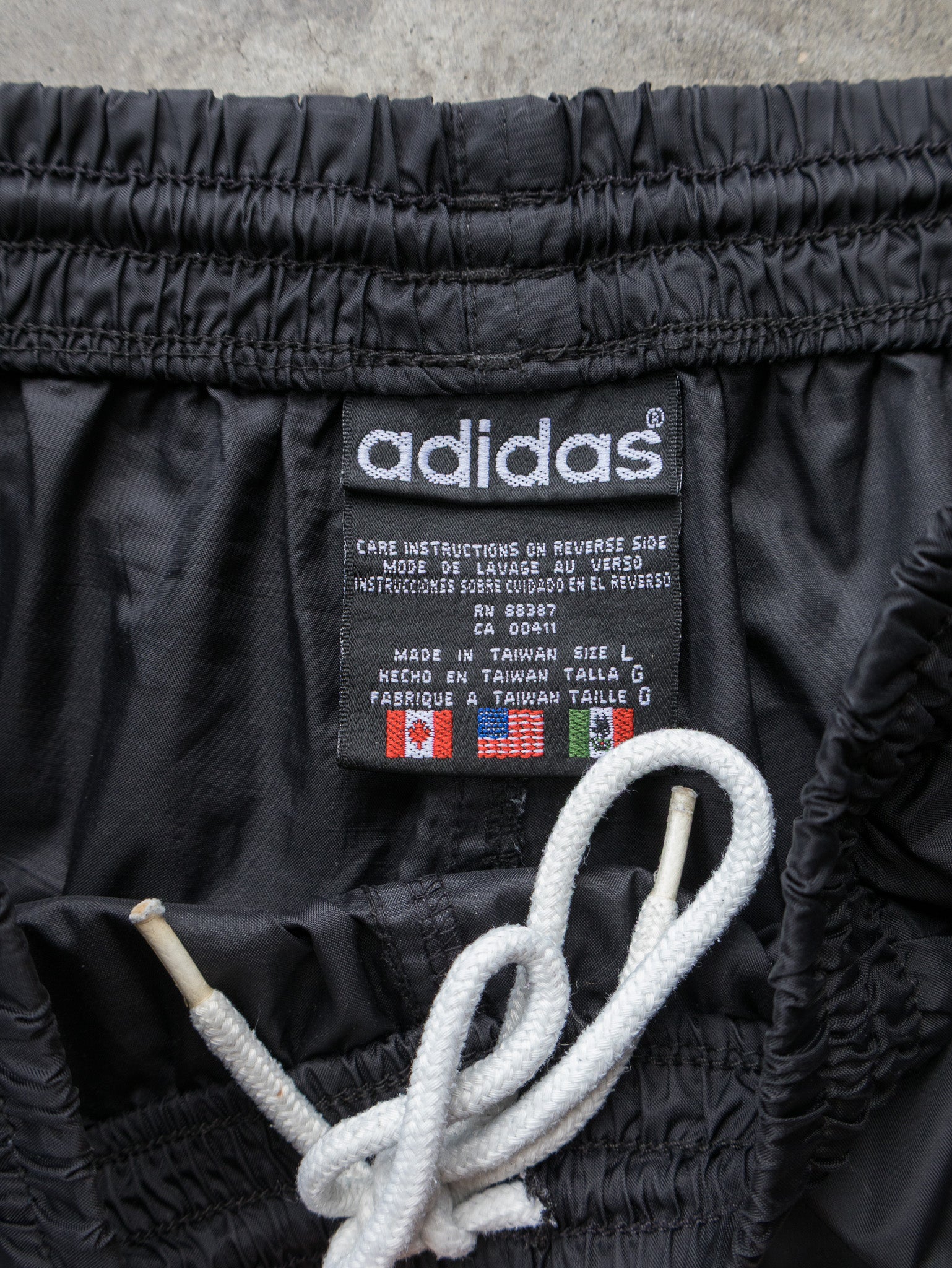 Vintage Black Adidas Three Stripe Track Pants (L)