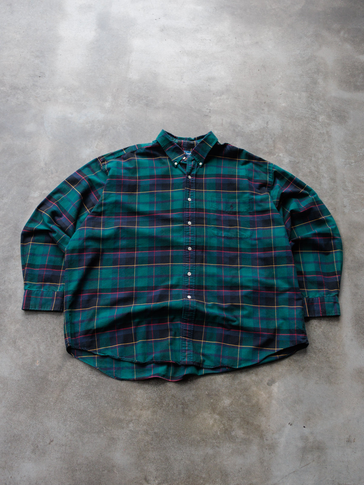 Vintage 90s Green Black Watch Ralph Lauren Flannel Shirt (2XL)