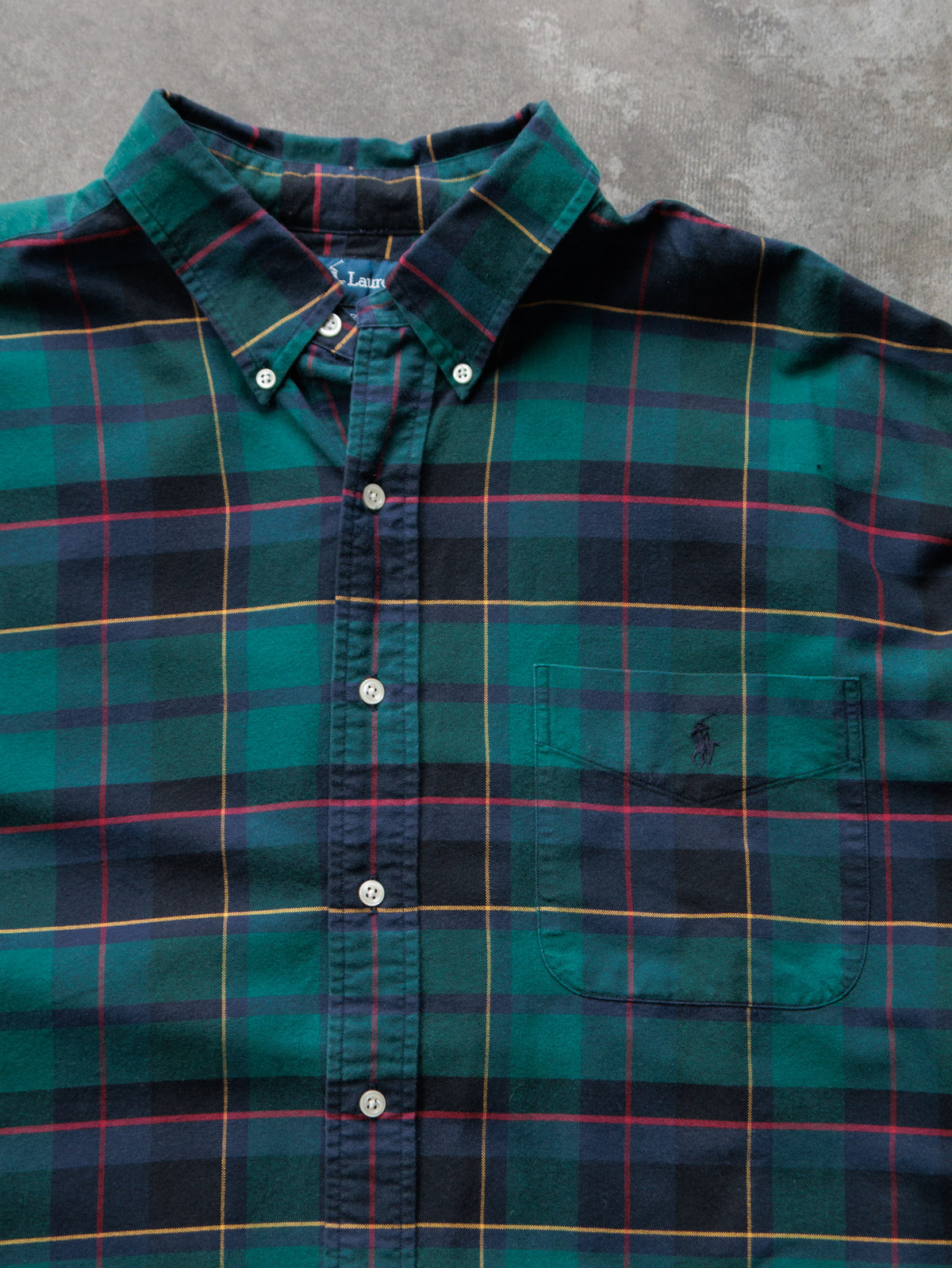 Vintage 90s Green Black Watch Ralph Lauren Flannel Shirt (2XL)