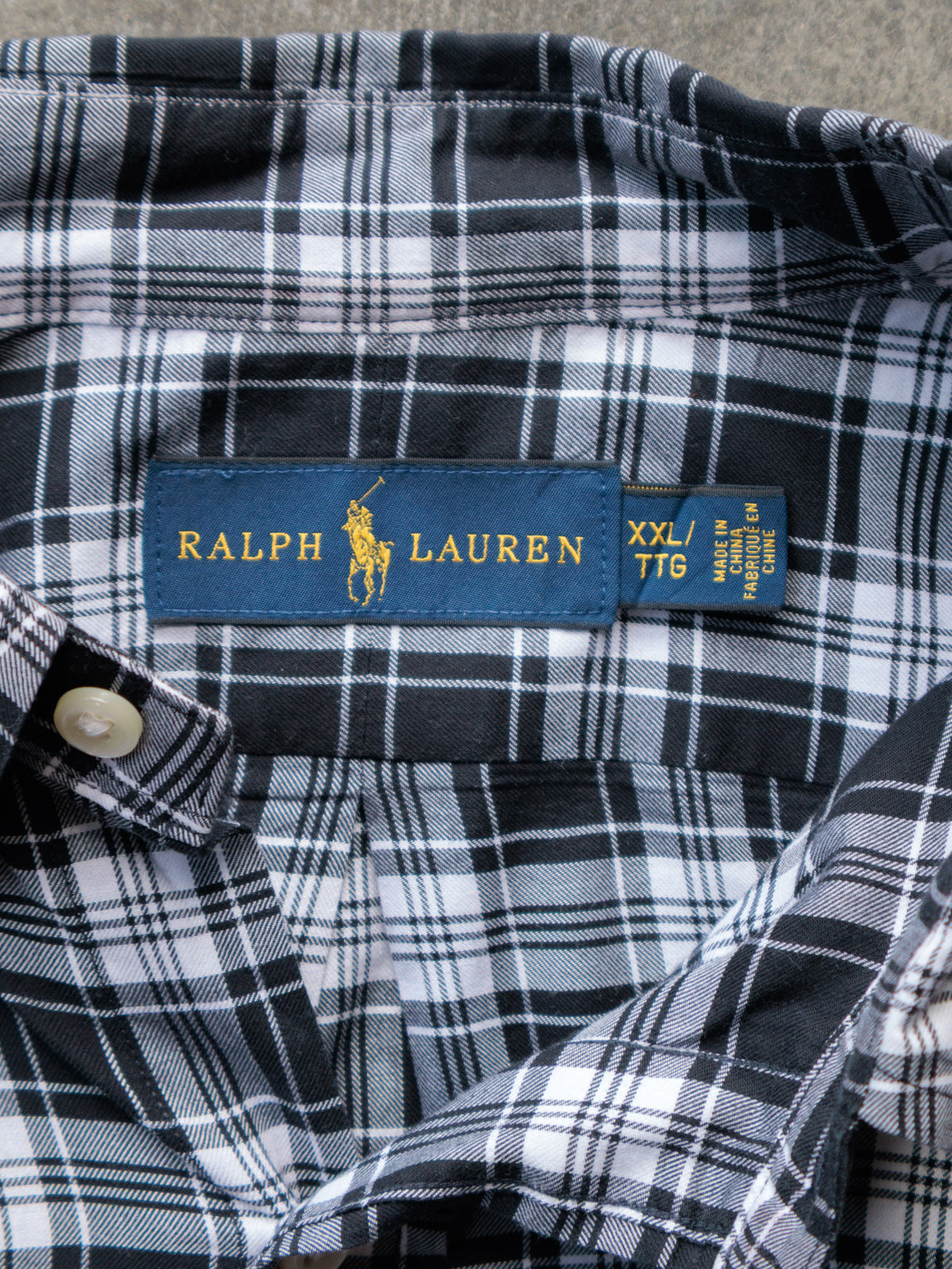 Vintage Black Plaid Ralph Lauren Shirt (2XL)