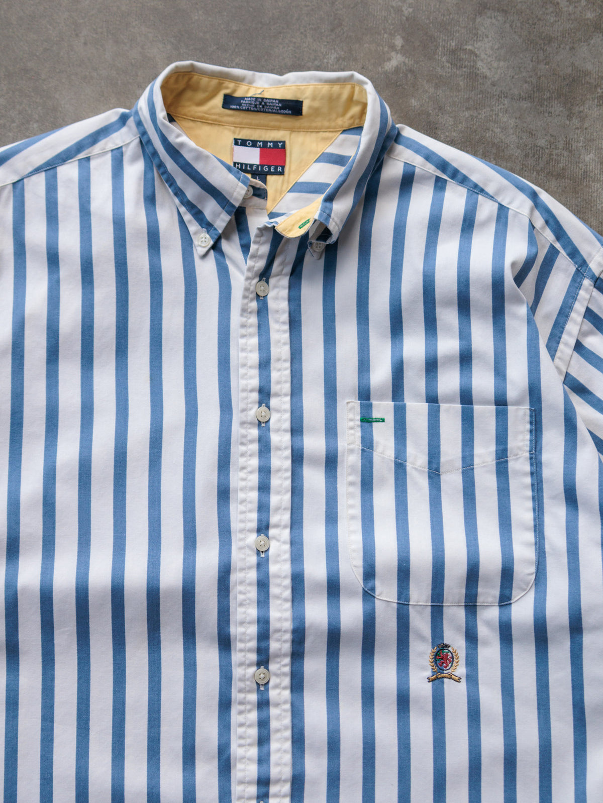 Vintage 90s Blue Striped Tommy Hilfiger Shirt (L)