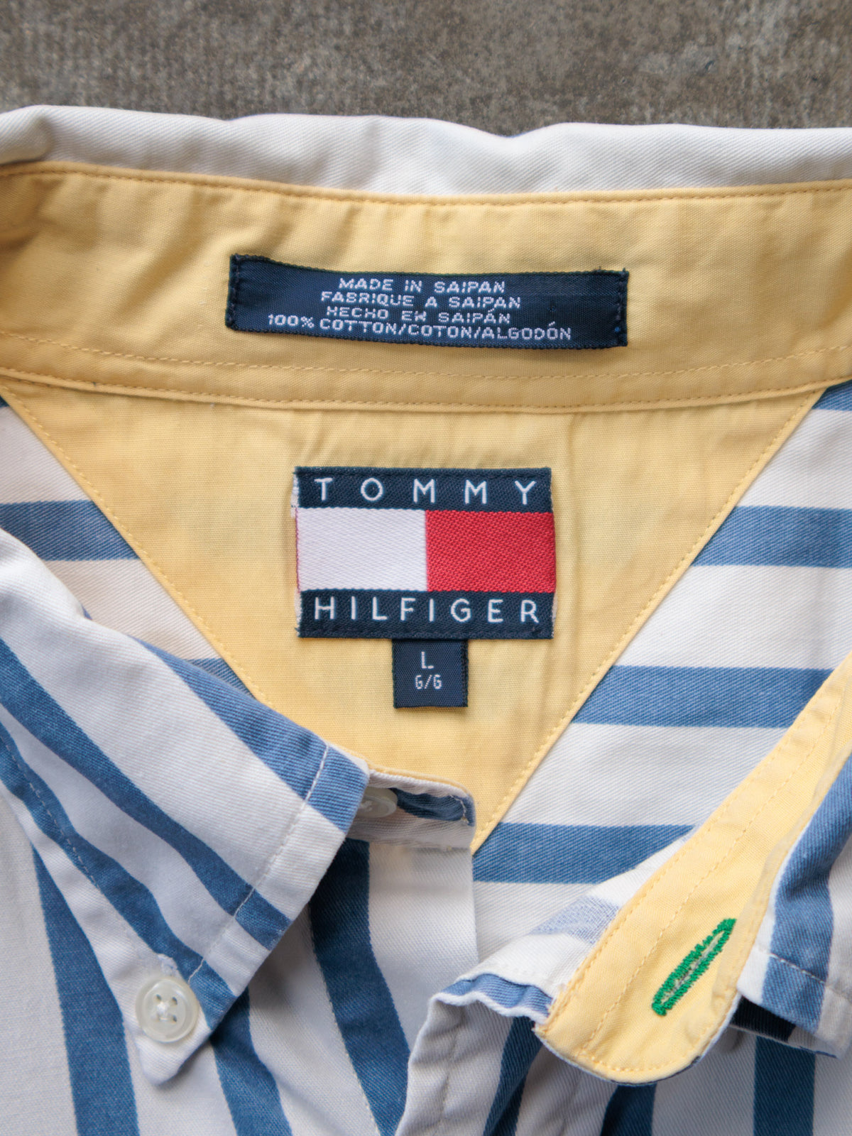 Vintage 90s Blue Striped Tommy Hilfiger Shirt (L)