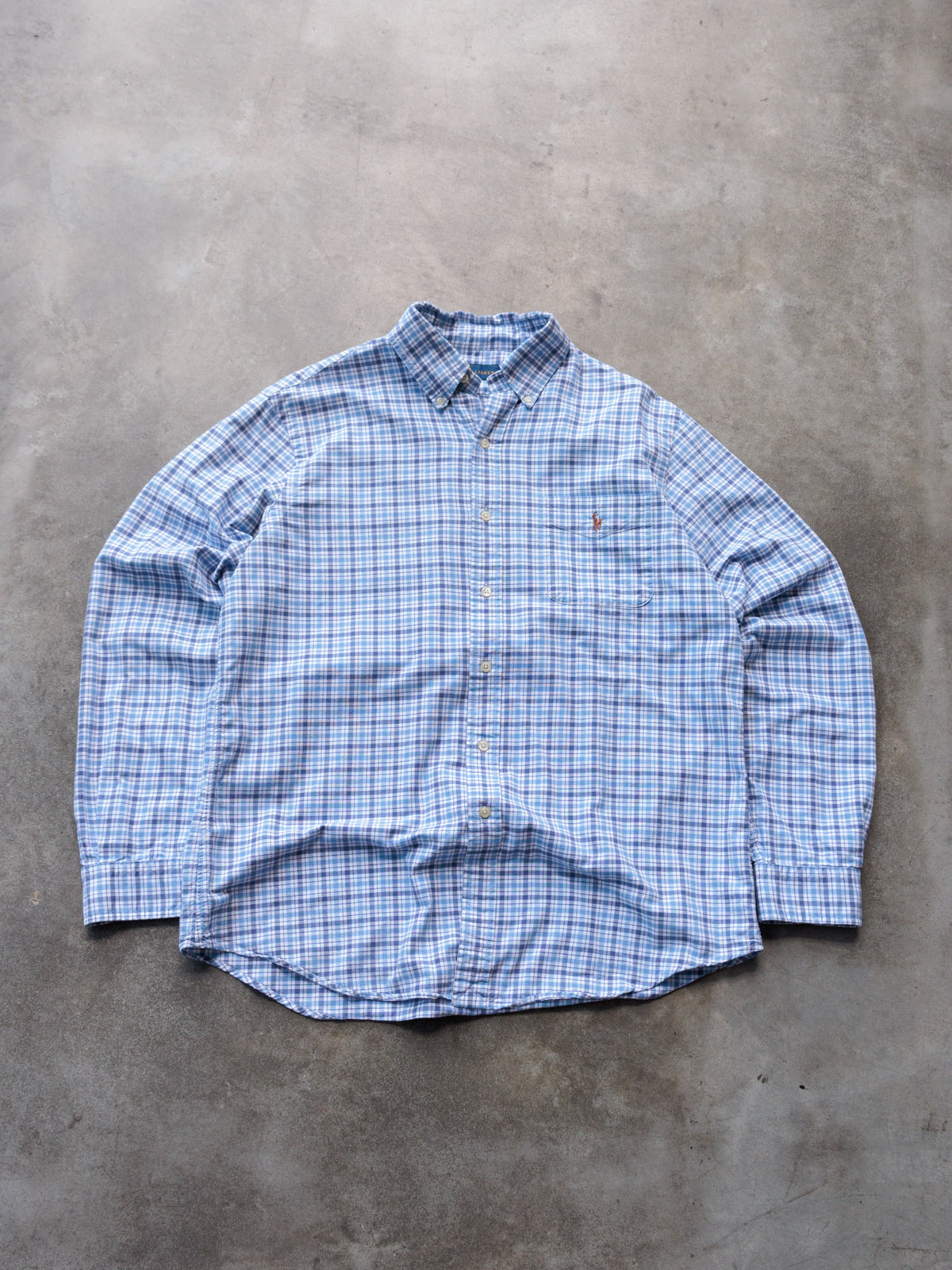 Vintage Blue Plaid Ralph Lauren Shirt (L)