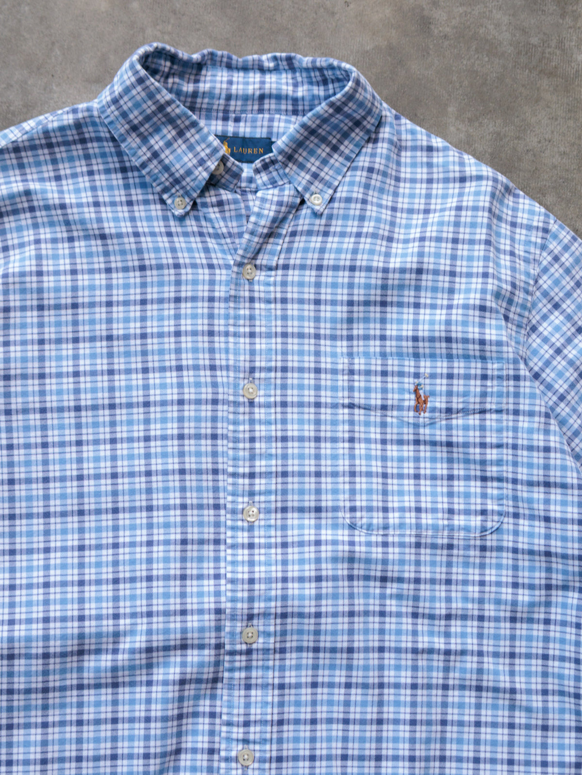 Vintage Blue Plaid Ralph Lauren Shirt (L)