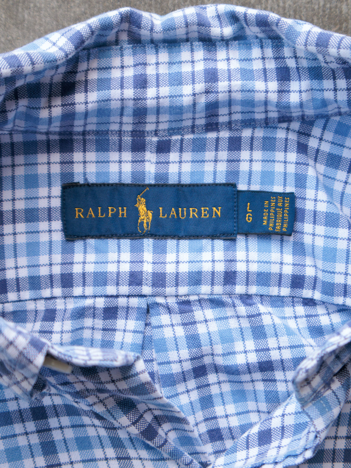 Vintage Blue Plaid Ralph Lauren Shirt (L)