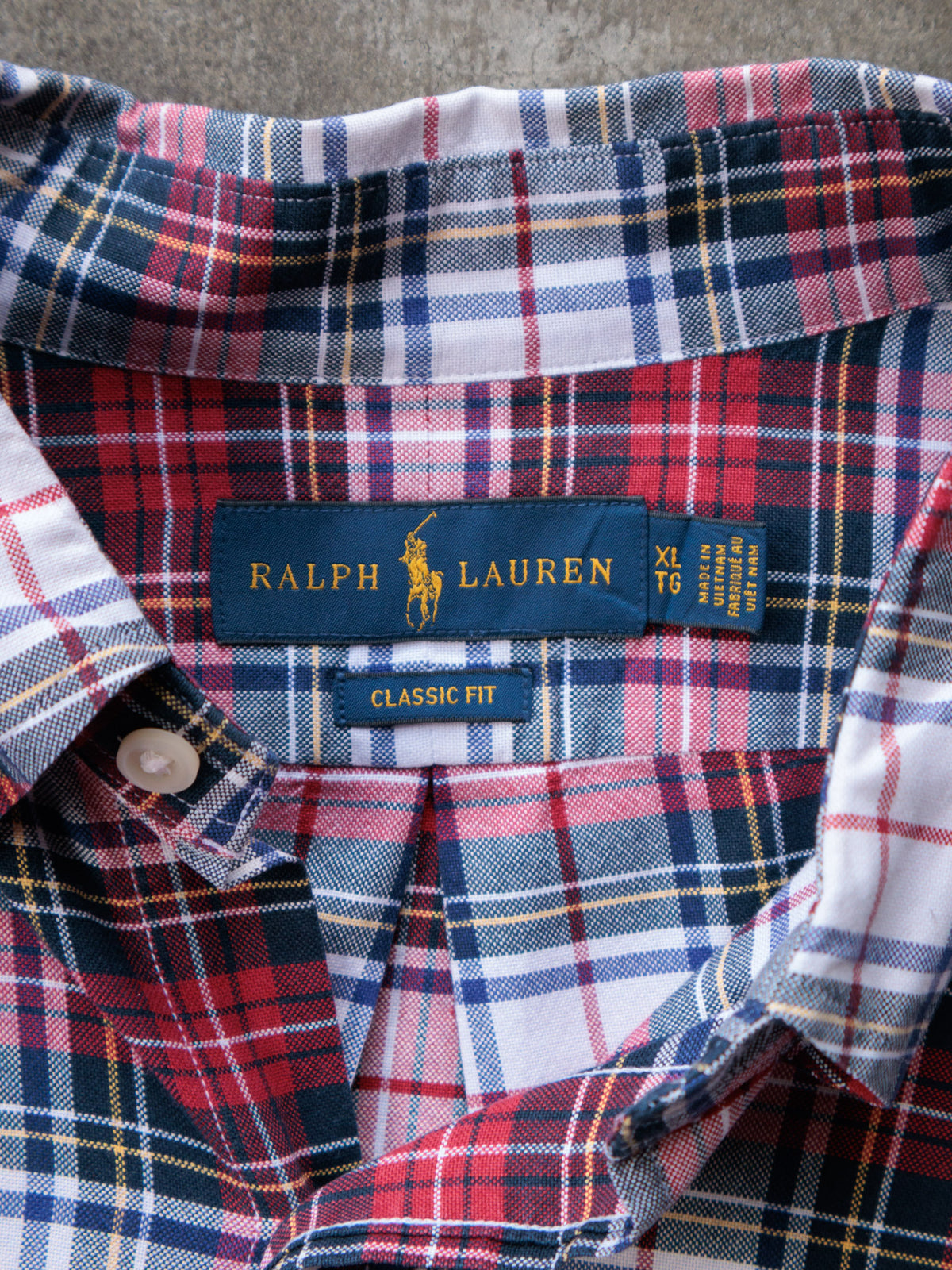 Vintage Red Plaid Ralph Lauren Shirt (XL)
