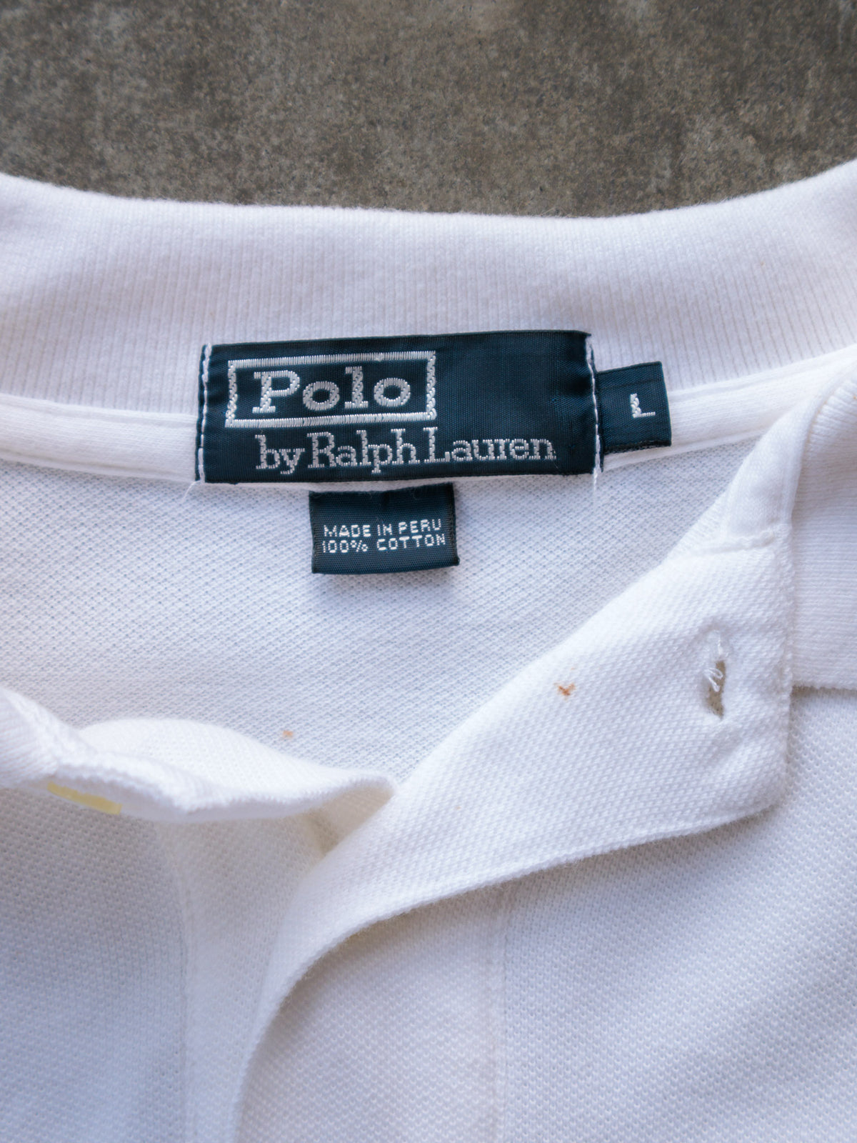 Vintage White Polo Ralph Lauren Long Sleeve Polo Shirt (L)