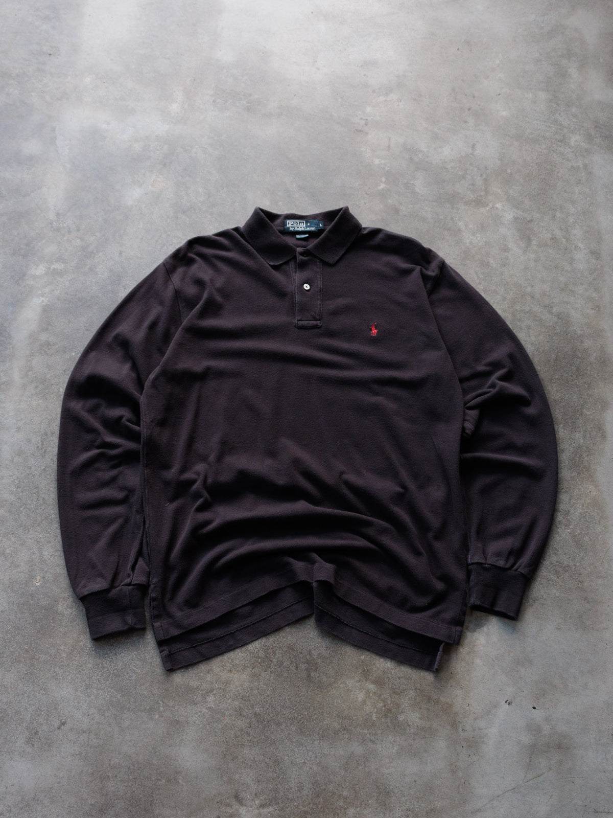 Vintage 00s Black Polo Ralph Lauren Long Sleeve Polo Shirt (L)