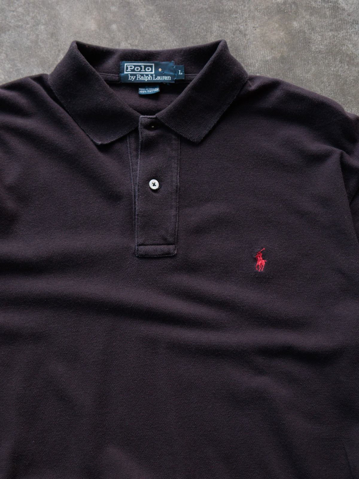 Vintage 00s Black Polo Ralph Lauren Long Sleeve Polo Shirt (L)