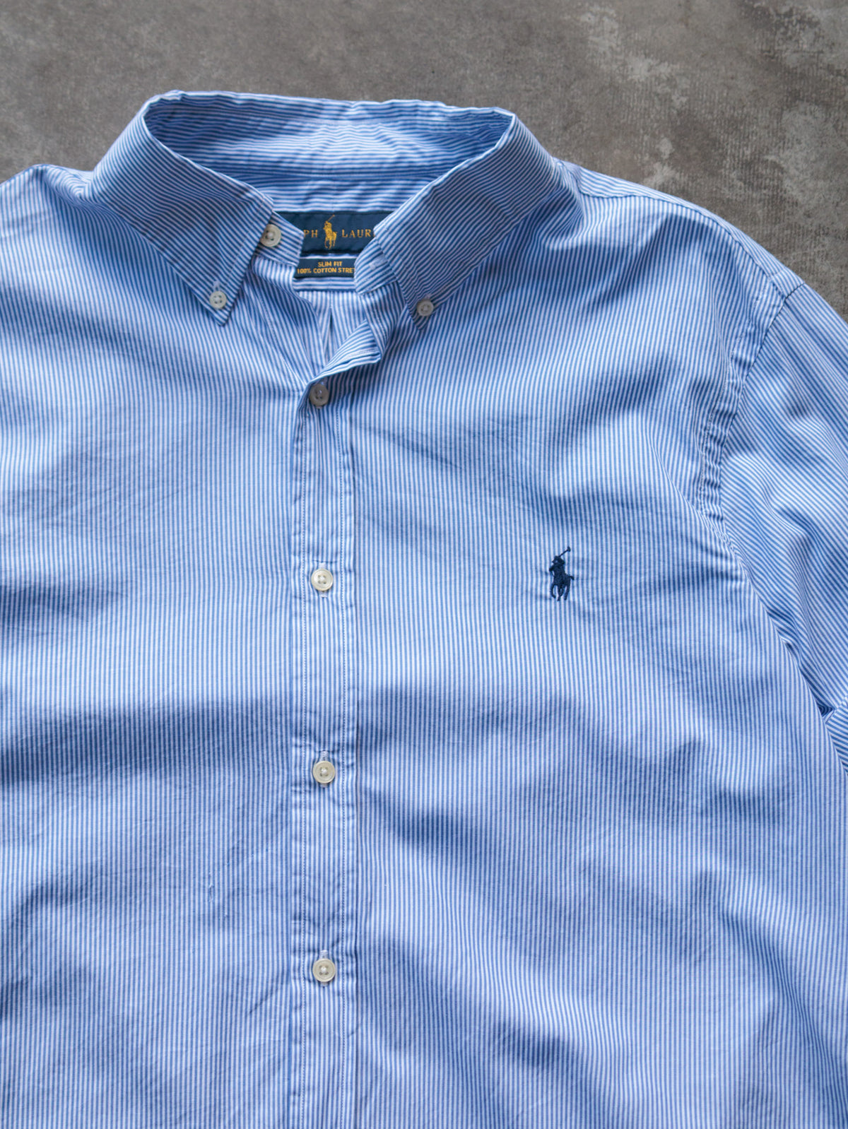 Vintage Blue Striped Ralph Lauren Shirt (L)