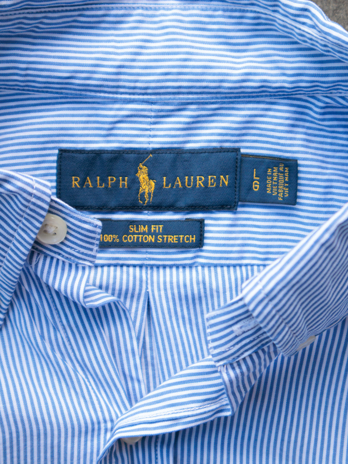 Vintage Blue Striped Ralph Lauren Shirt (L)