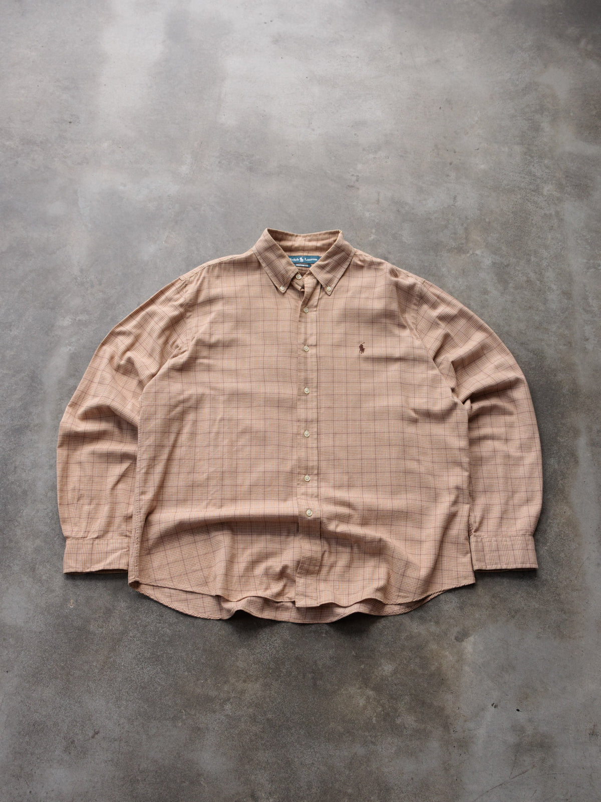 Vintage 00s Orange Plaid Ralph Lauren Shirt (XL)