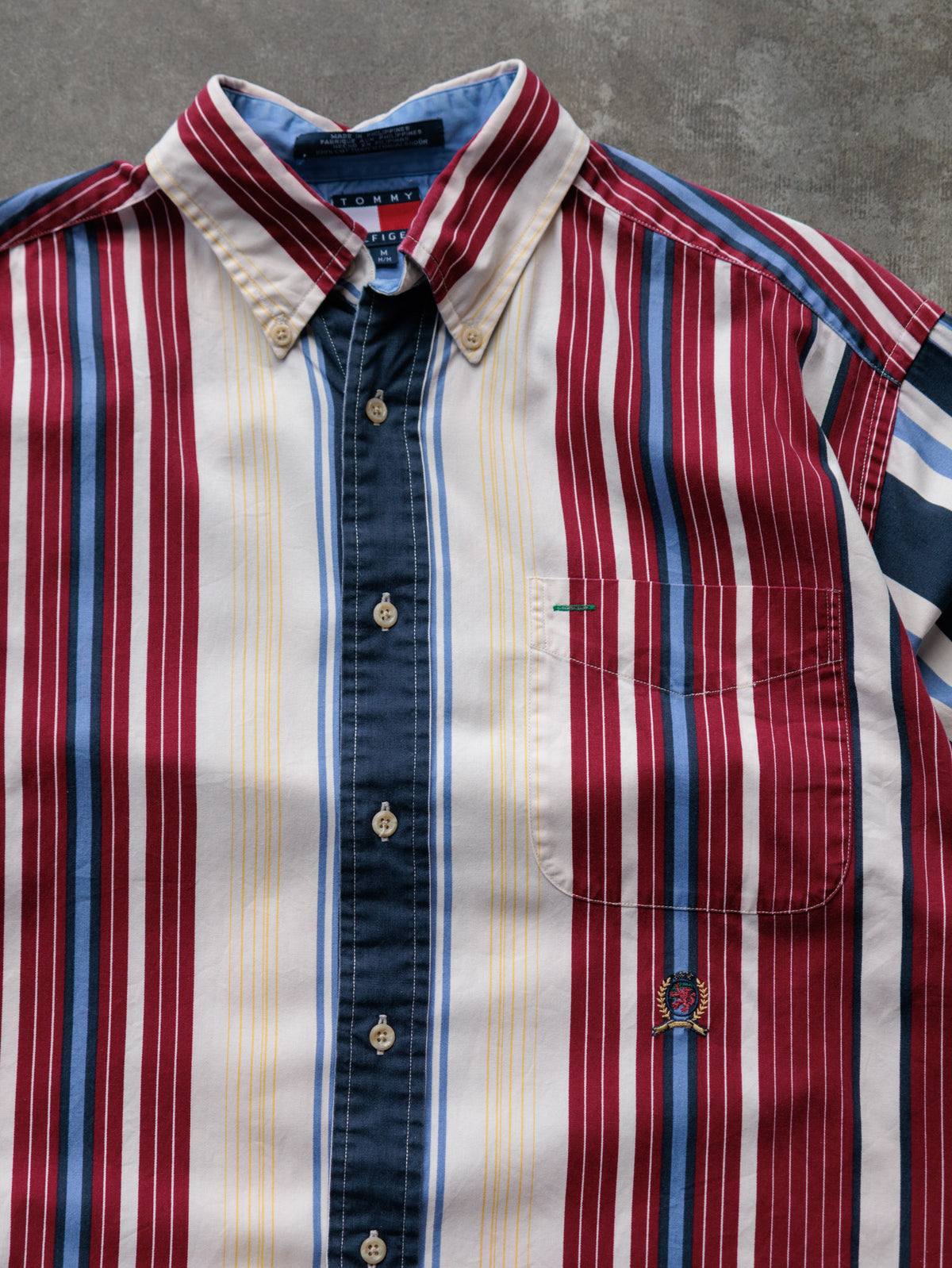 Vintage 90s Red Striped Tommy Hilfiger Shirt (M)