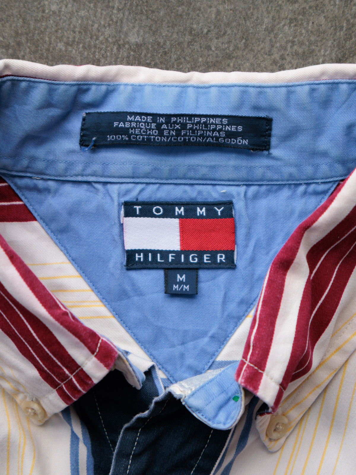 Vintage 90s Red Striped Tommy Hilfiger Shirt (M)