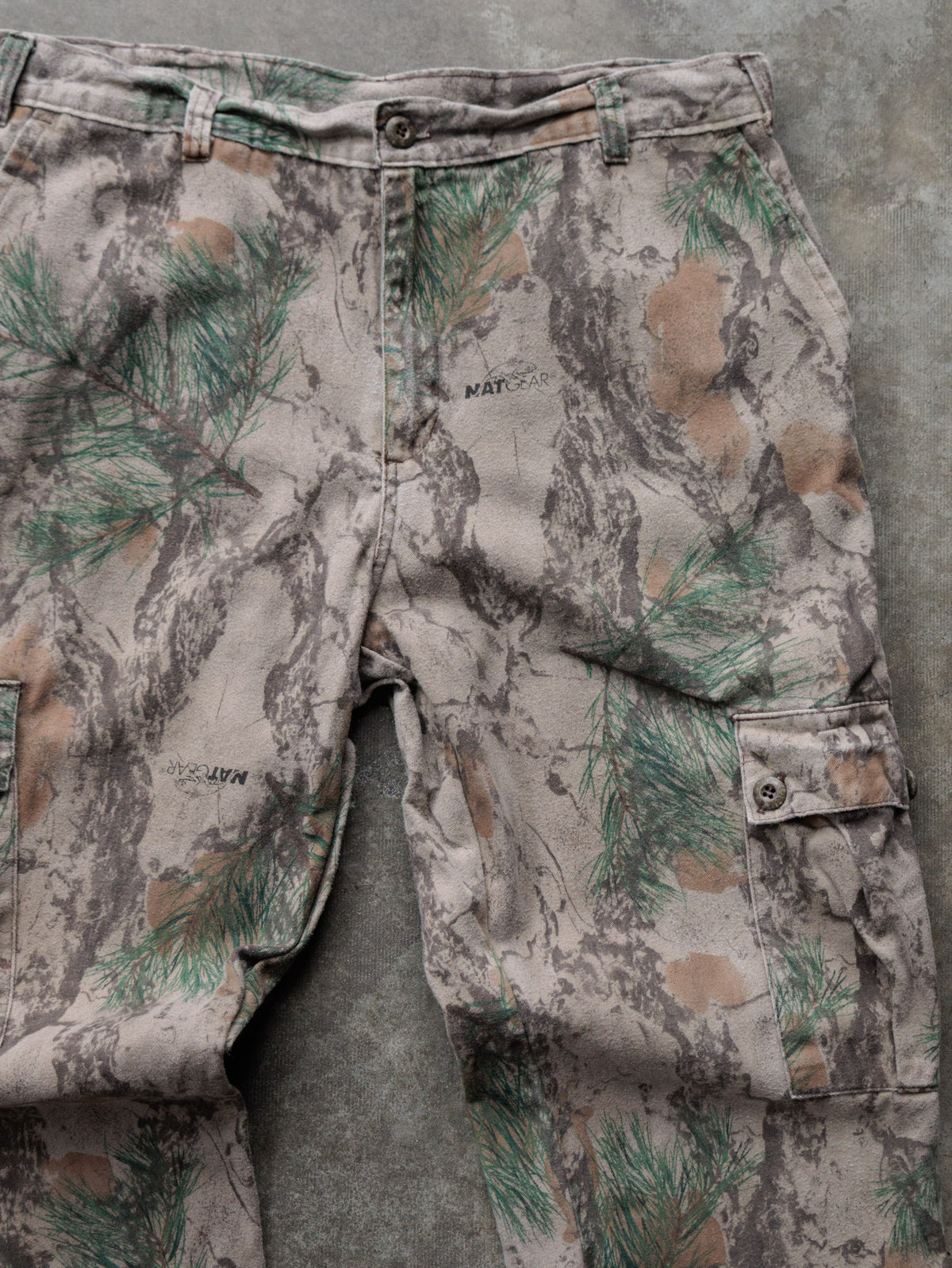 Vintage Brown Camo Natural Gear Flannel Cargo Pants (L)
