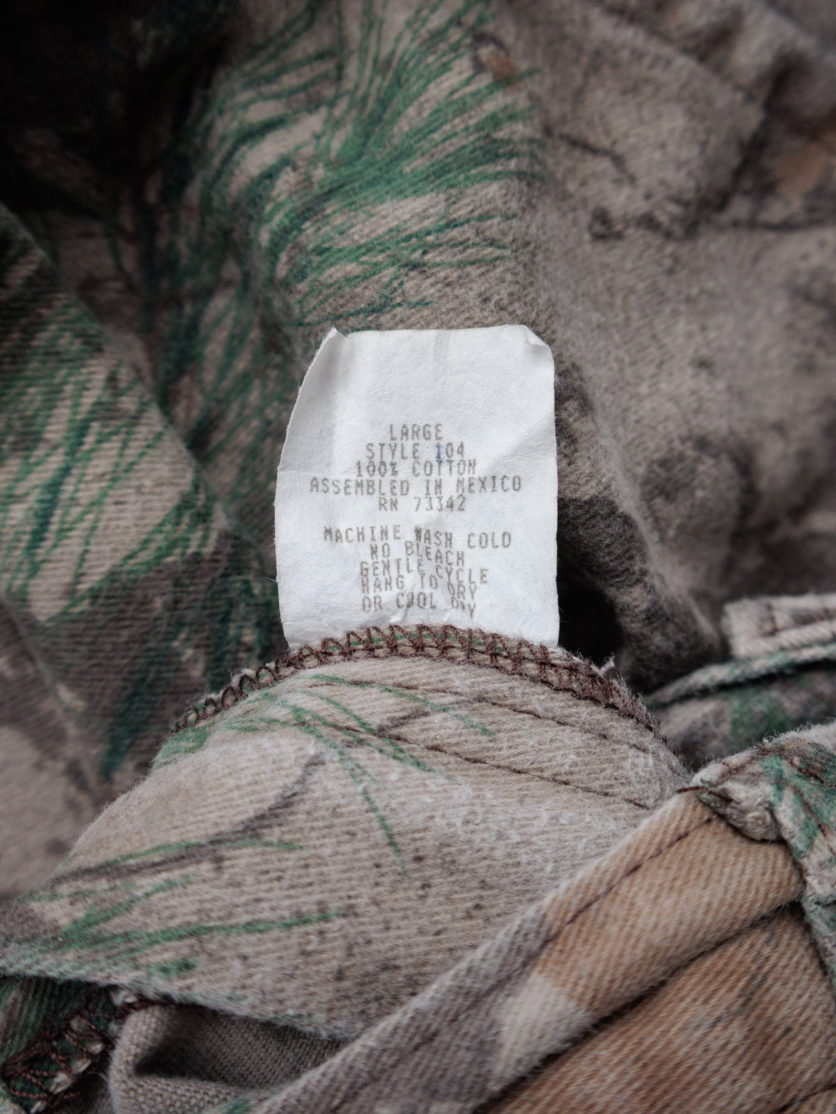 Vintage Brown Camo Natural Gear Flannel Cargo Pants (L)