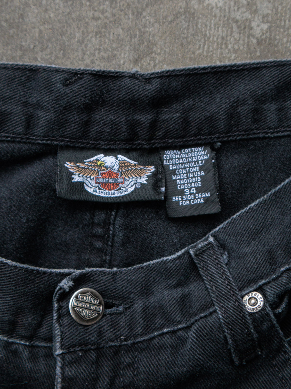 Vintage 90s Black Harley-Davidson Carpenter Pants (W34)