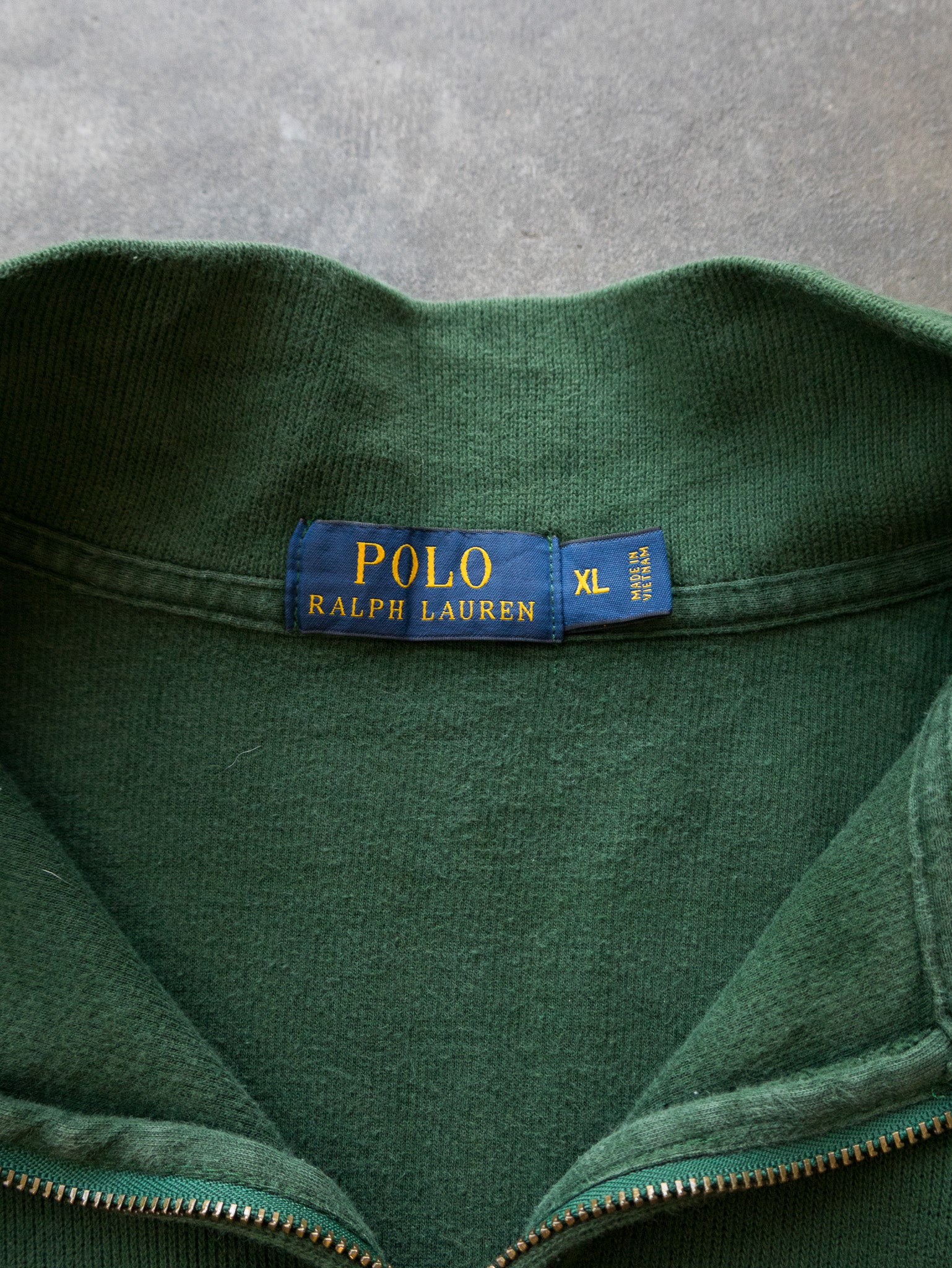 Vintage Green Polo Ralph Lauren Quarter Zip Knit (XL)