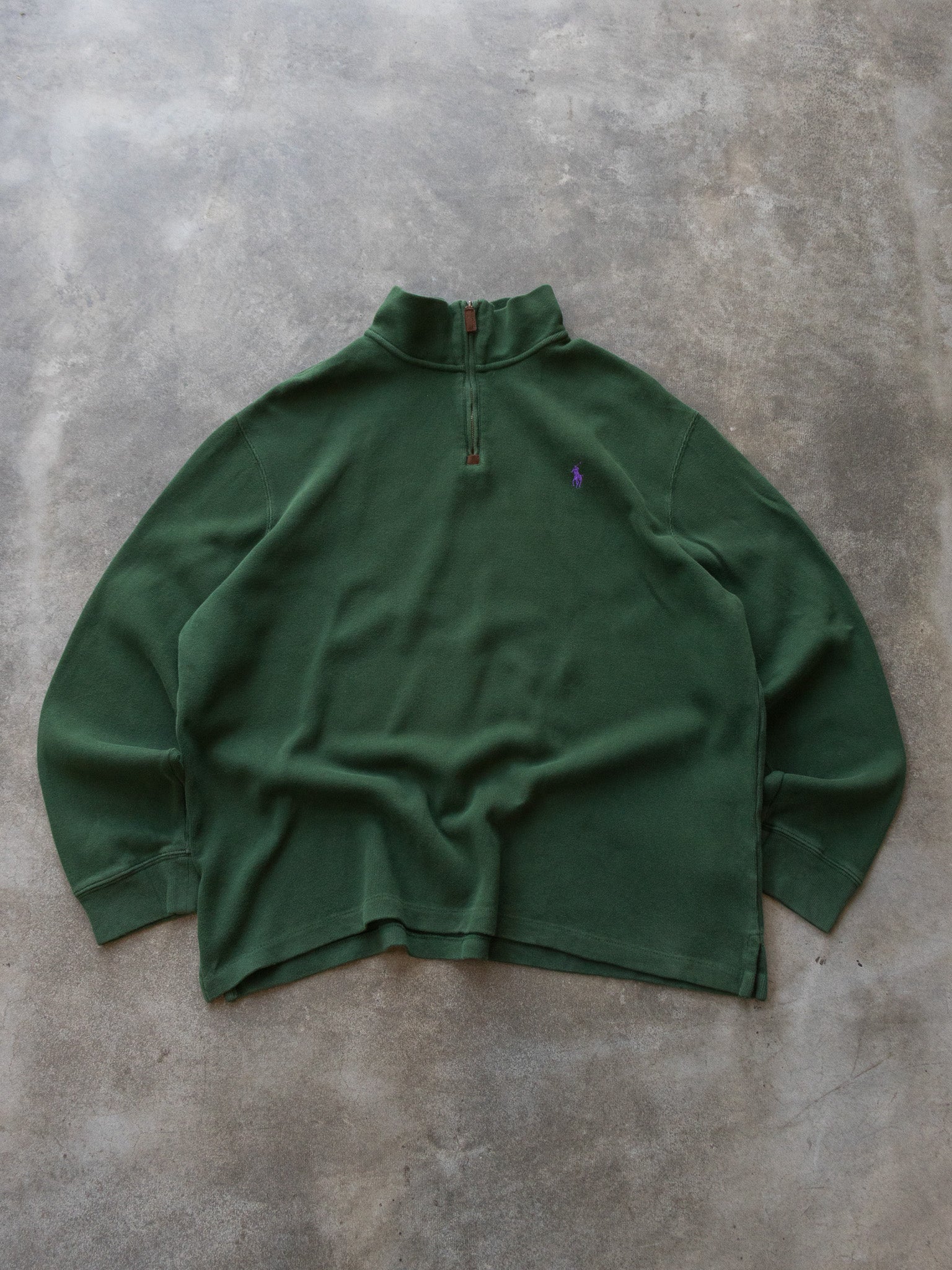 Vintage Green Polo Ralph Lauren Quarter Zip Knit (XL)