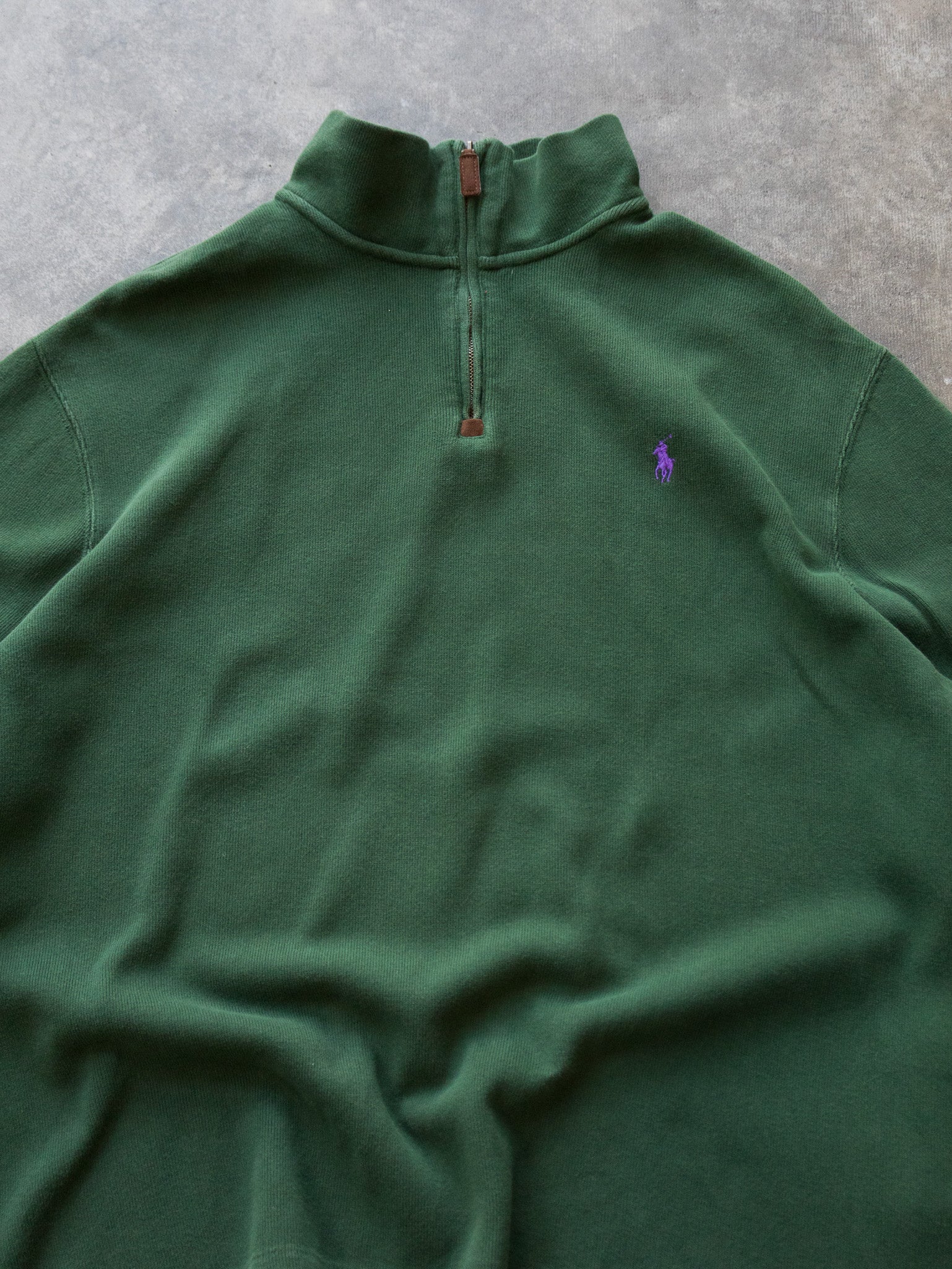 Vintage Green Polo Ralph Lauren Quarter Zip Knit (XL)