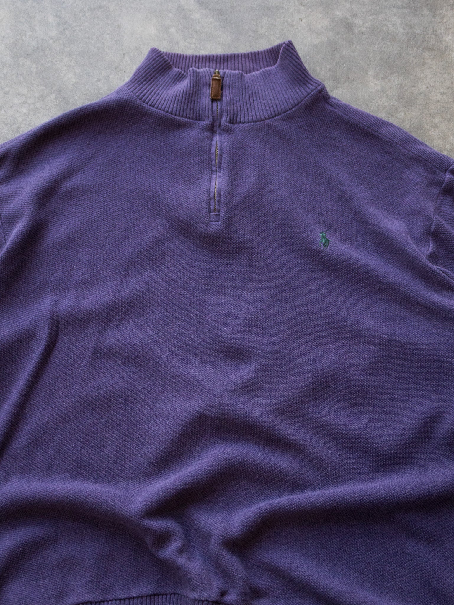 Vintage Purple Polo Ralph Lauren Quarter Zip Knit (XL)
