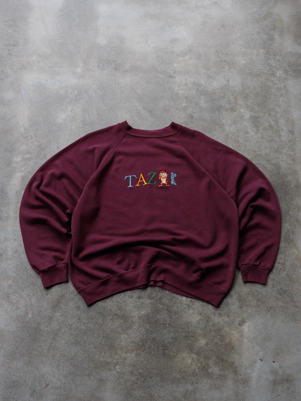 Vintage 90s Maroon Taz Devil Sweatshirt (XL)