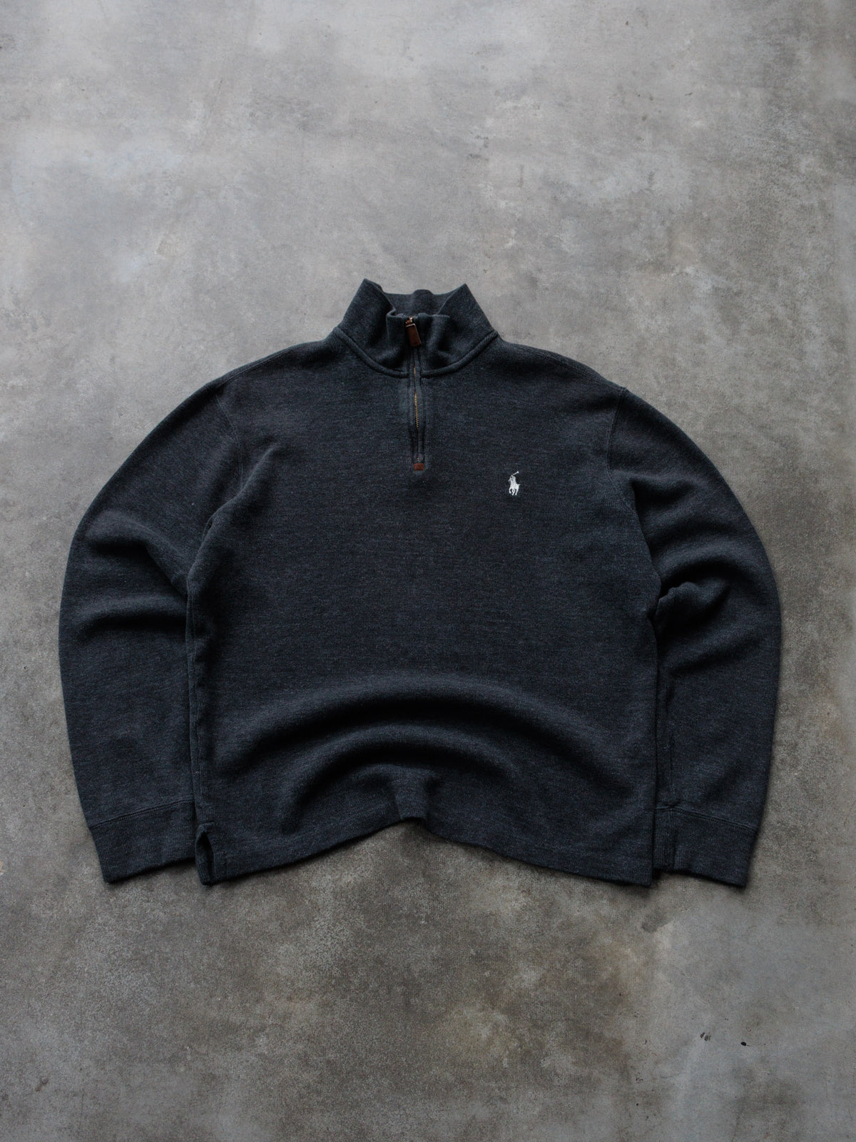 Vintage 00s Grey Polo Ralph Lauren Knit Quarter Zip (XS)