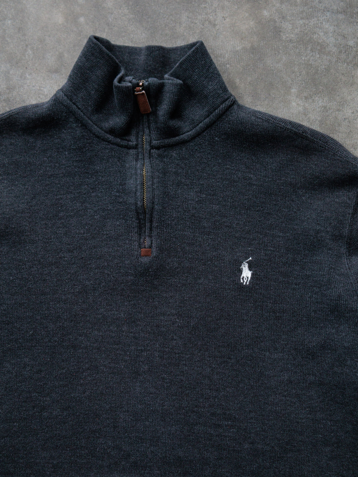Vintage 00s Grey Polo Ralph Lauren Knit Quarter Zip (XS)