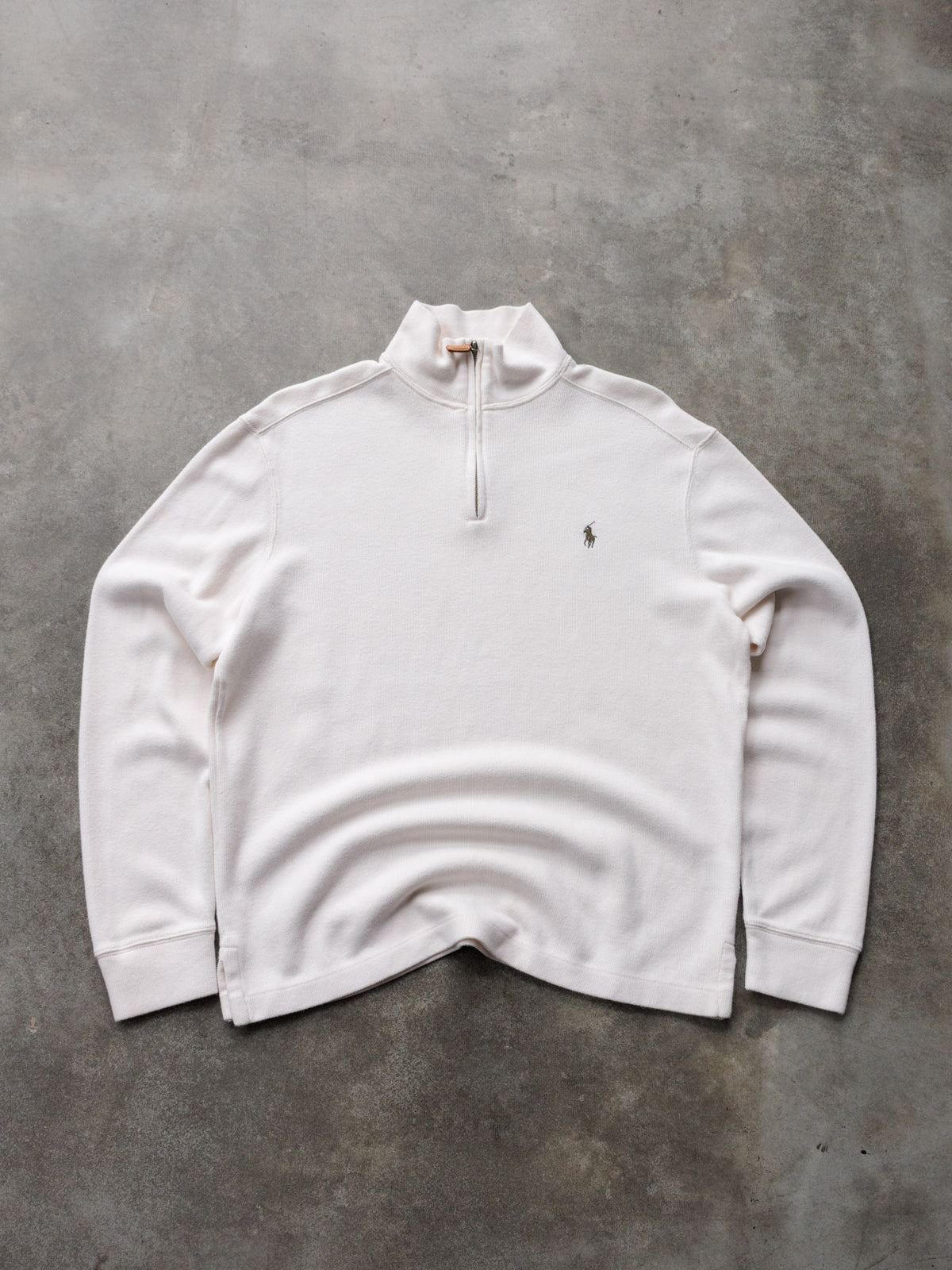 Vintage 00s White Polo Ralph Lauren Quarter Zip (M)