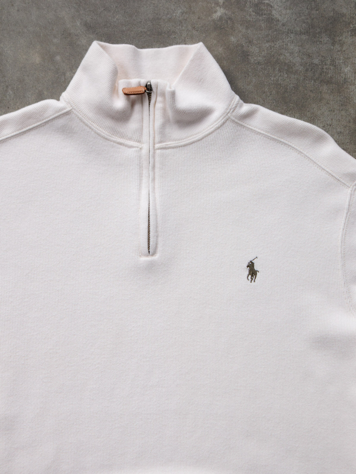 Vintage 00s White Polo Ralph Lauren Quarter Zip (M)