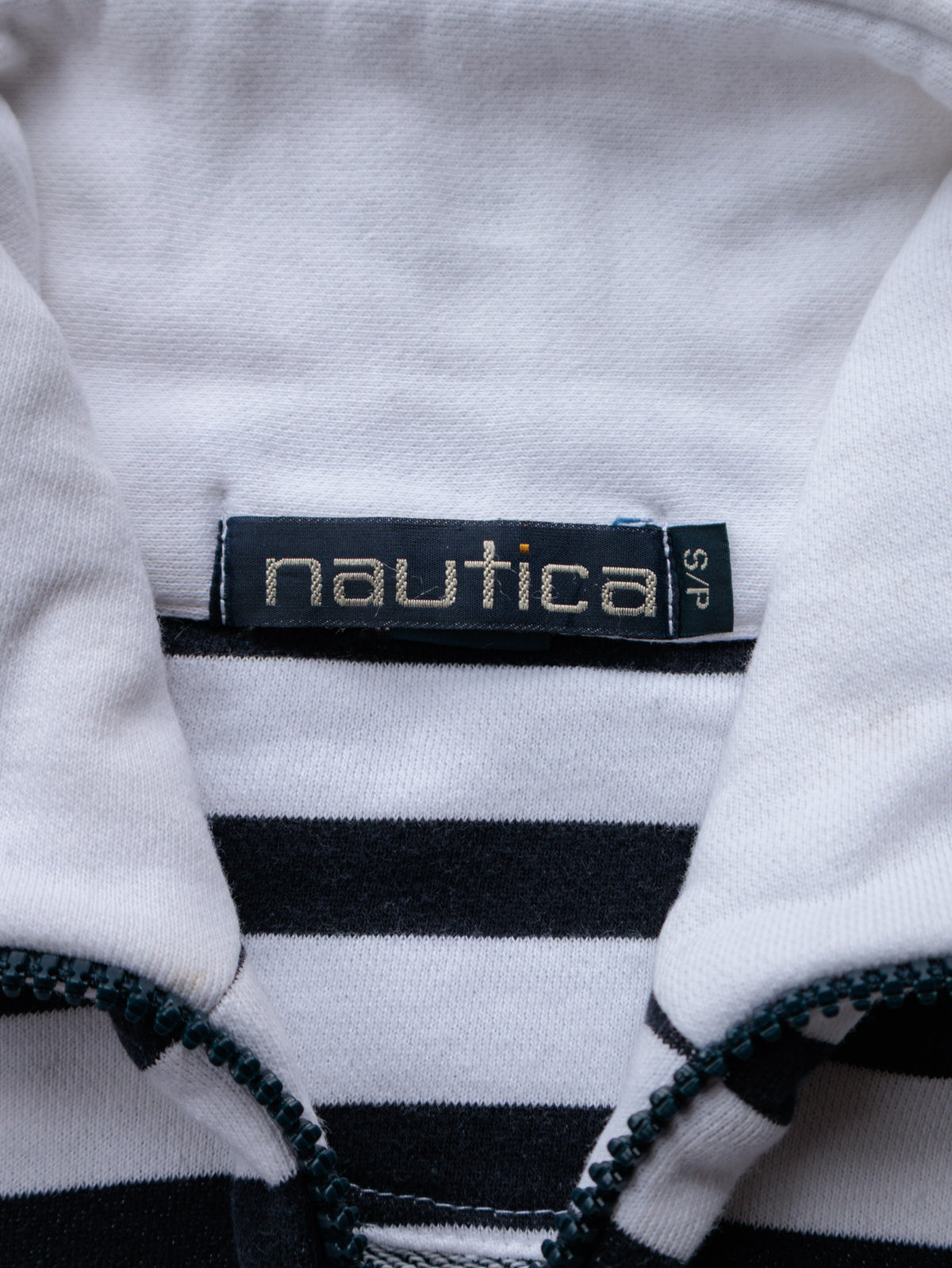 Vintage White Striped Nautica Quarter Zip (S)