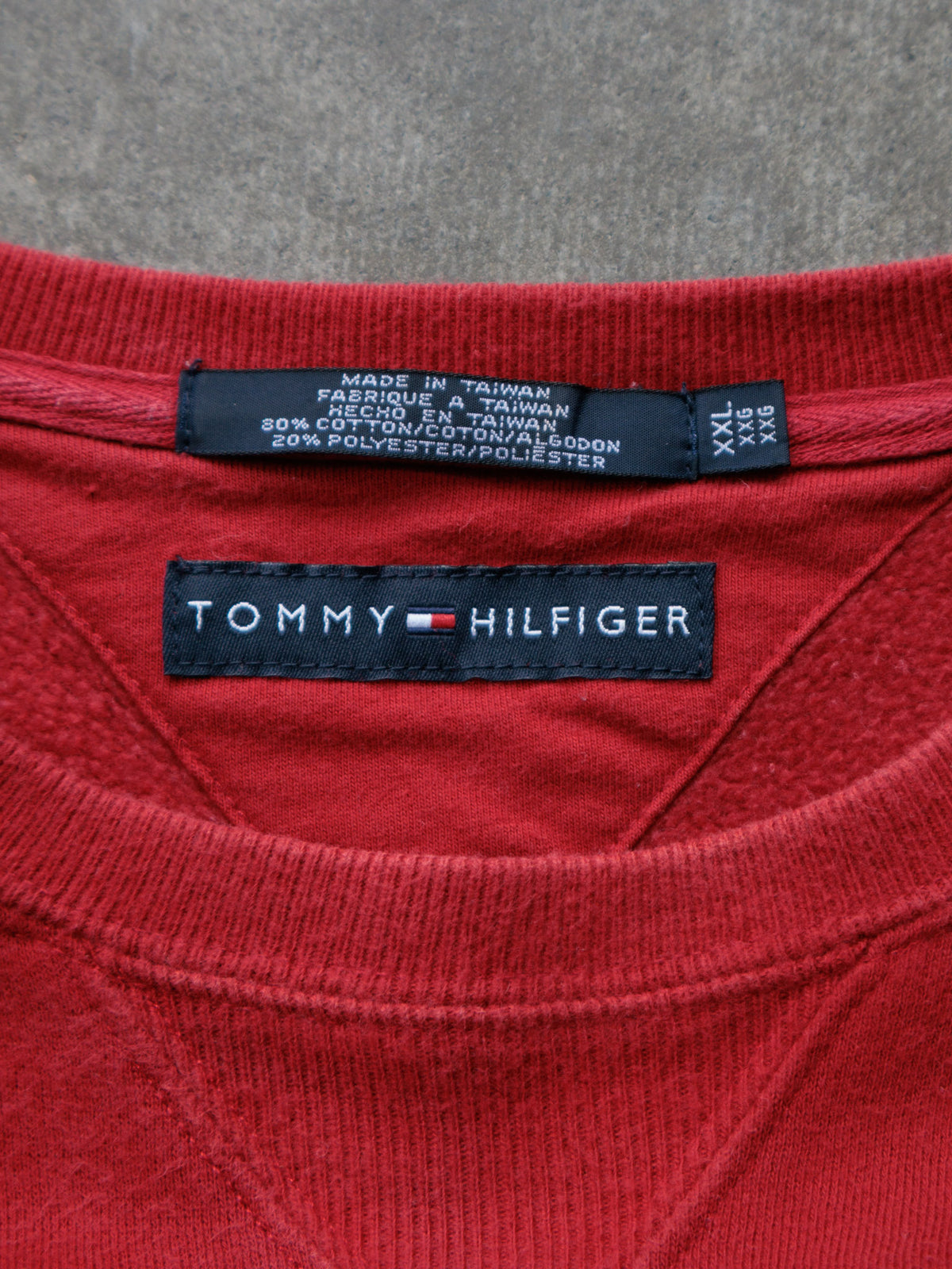 Vintage Red Tommy Hilfiger Crest Sweatshirt (2XL)