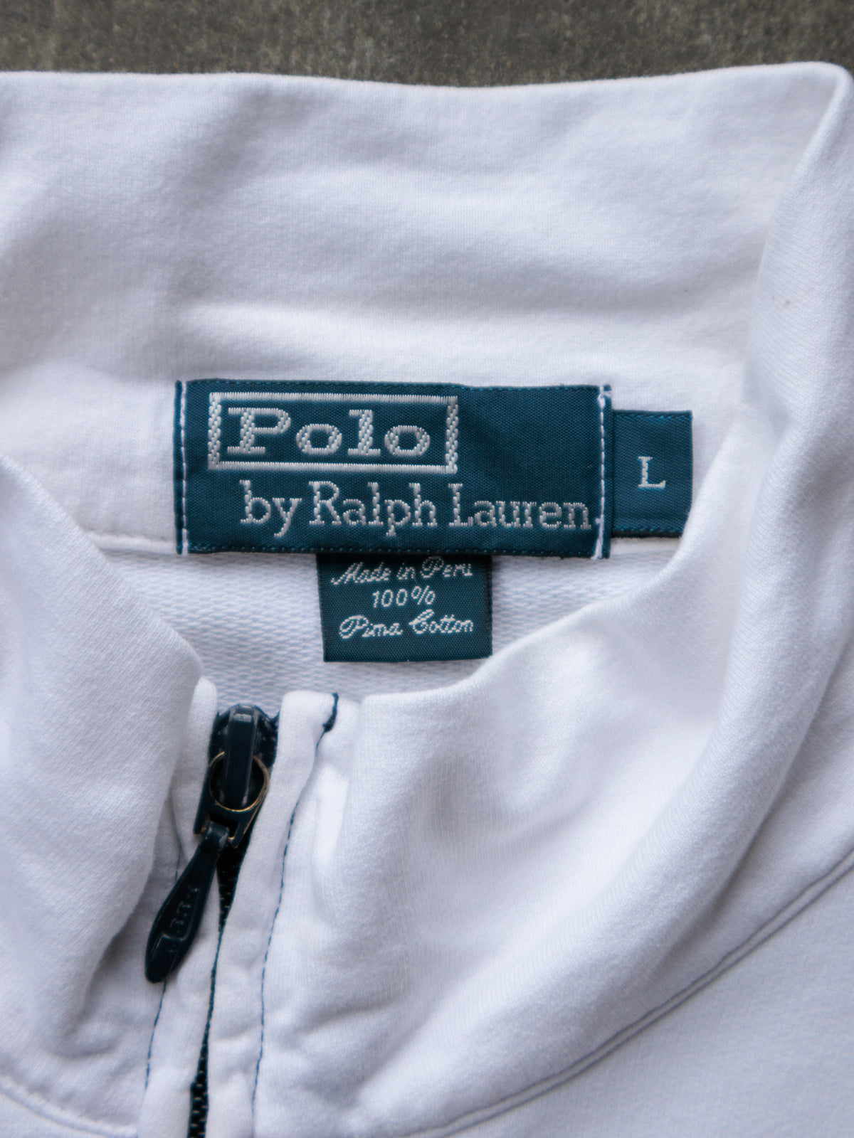 Vintage 90s Navy Polo Ralph Lauren Colourblock Full Zip Sweatshirt (L)