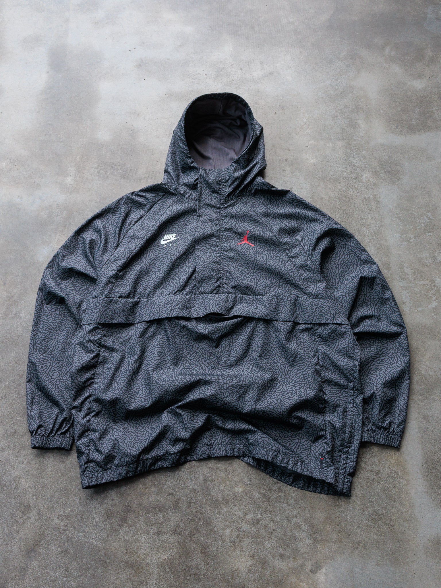 Vintage Grey Nike Air Jordan Elephant Print Anorak Jacket (XL)
