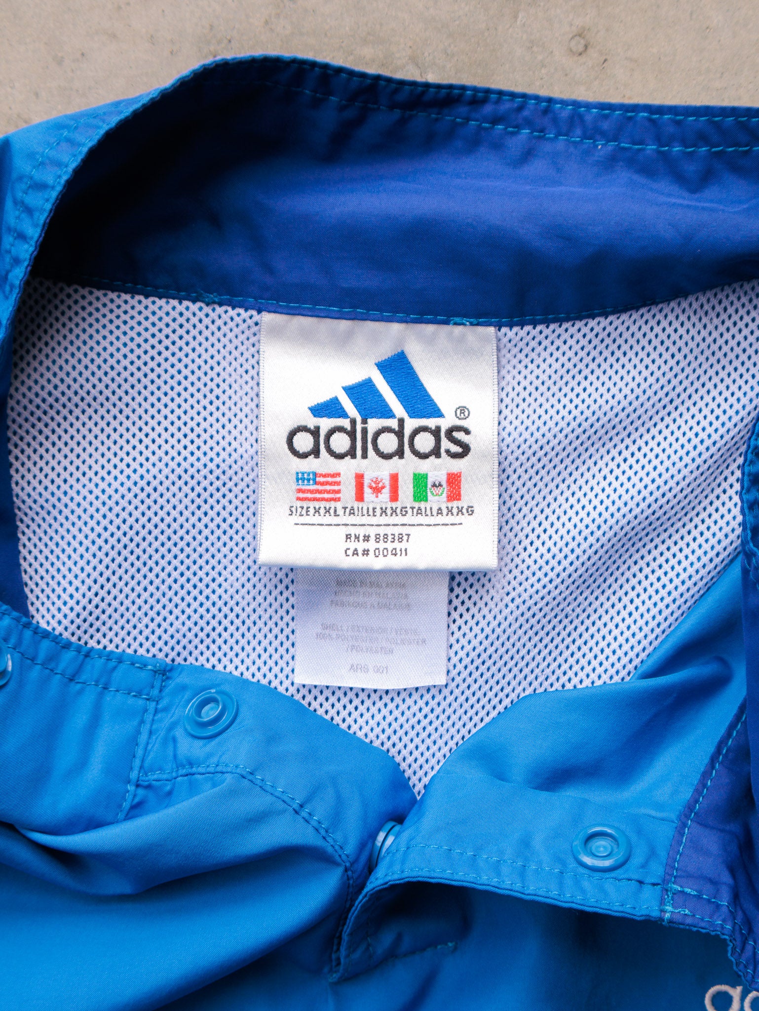 Vintage 00s Blue Adidas Three Stripe Windbreaker (2XL)