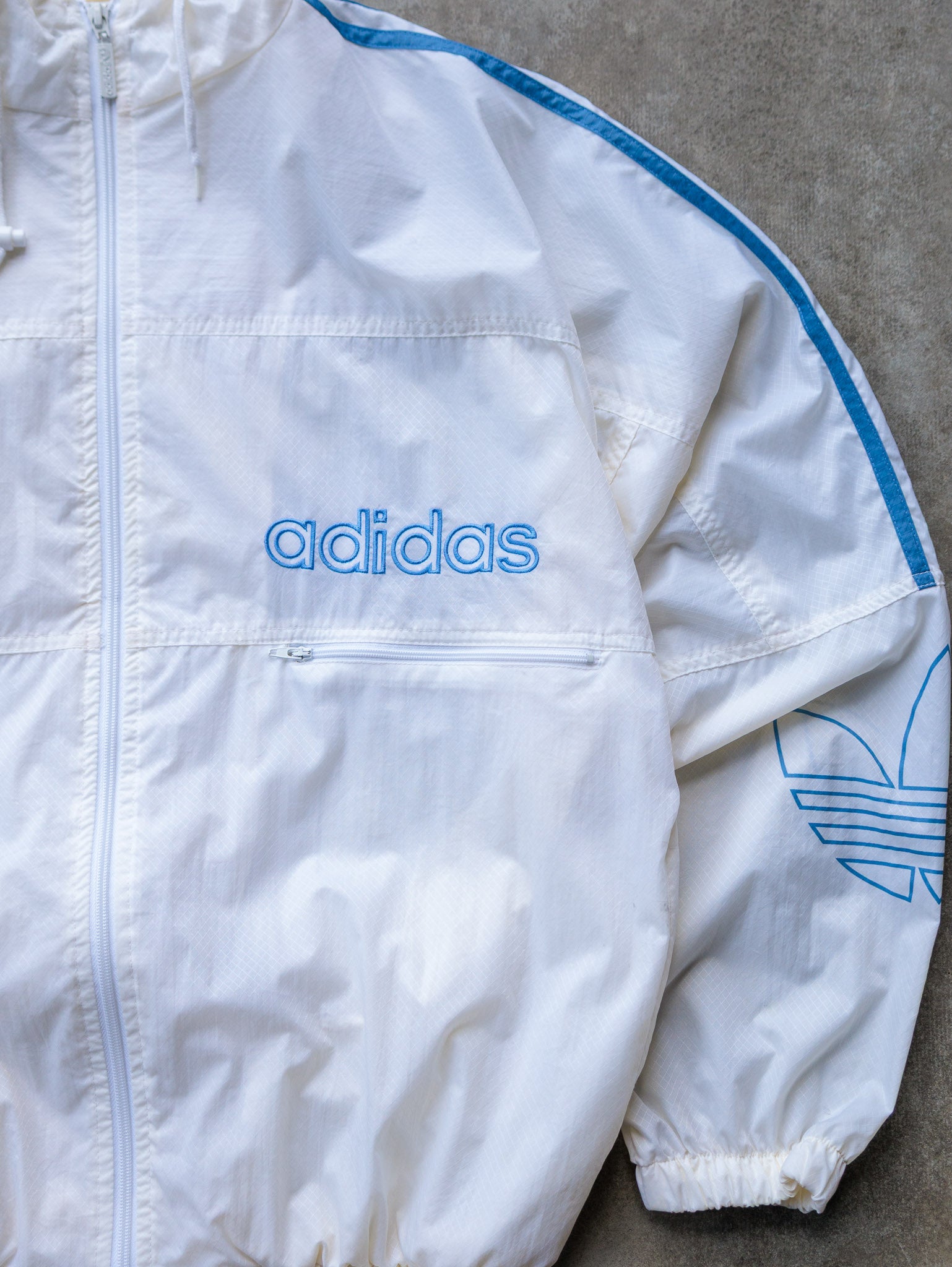 Vintage 90s White Adidas Zip Windbreaker (M)