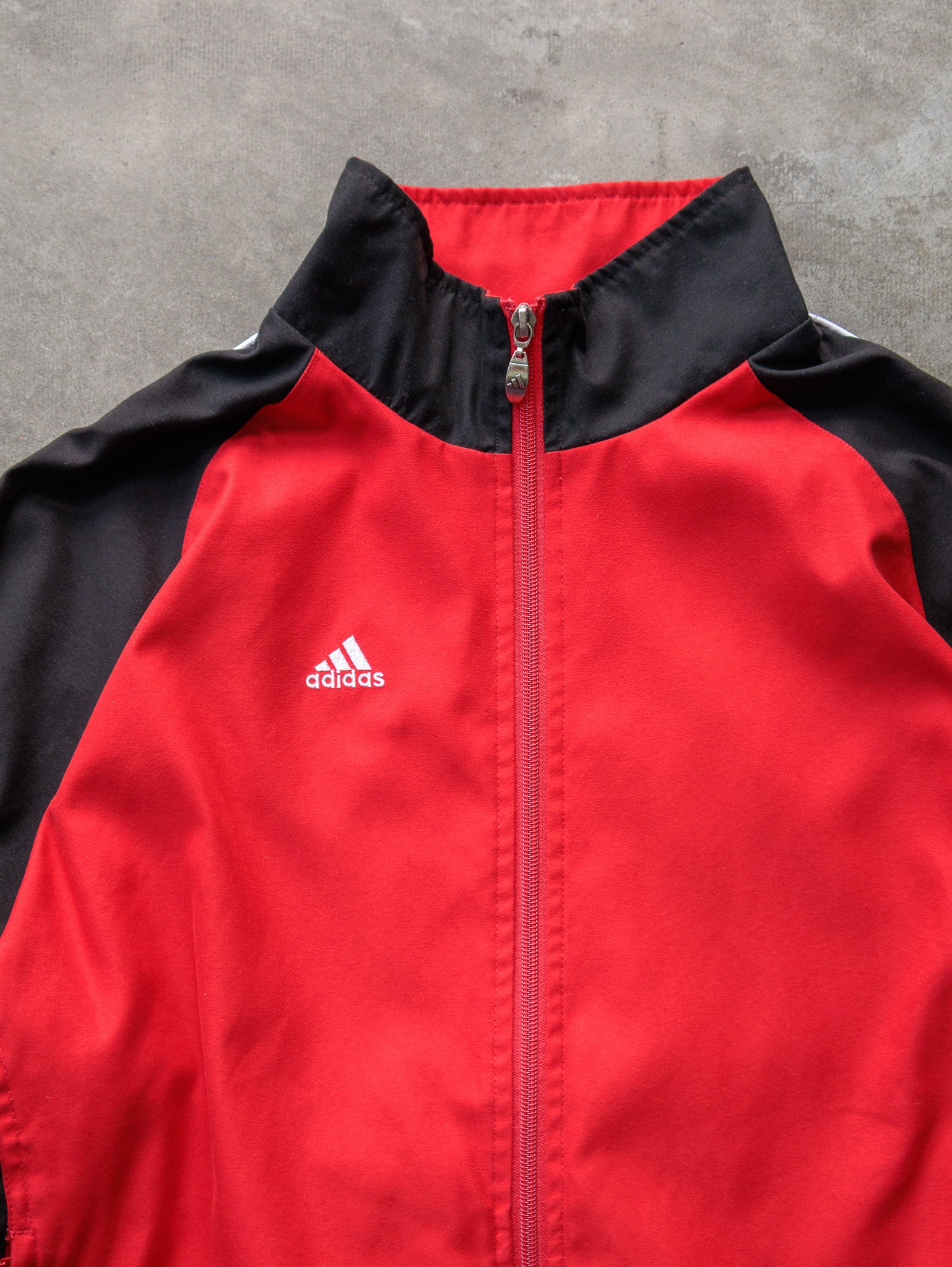 Vintage 00s Red & Black Adidas Zip Track Jacket (L)