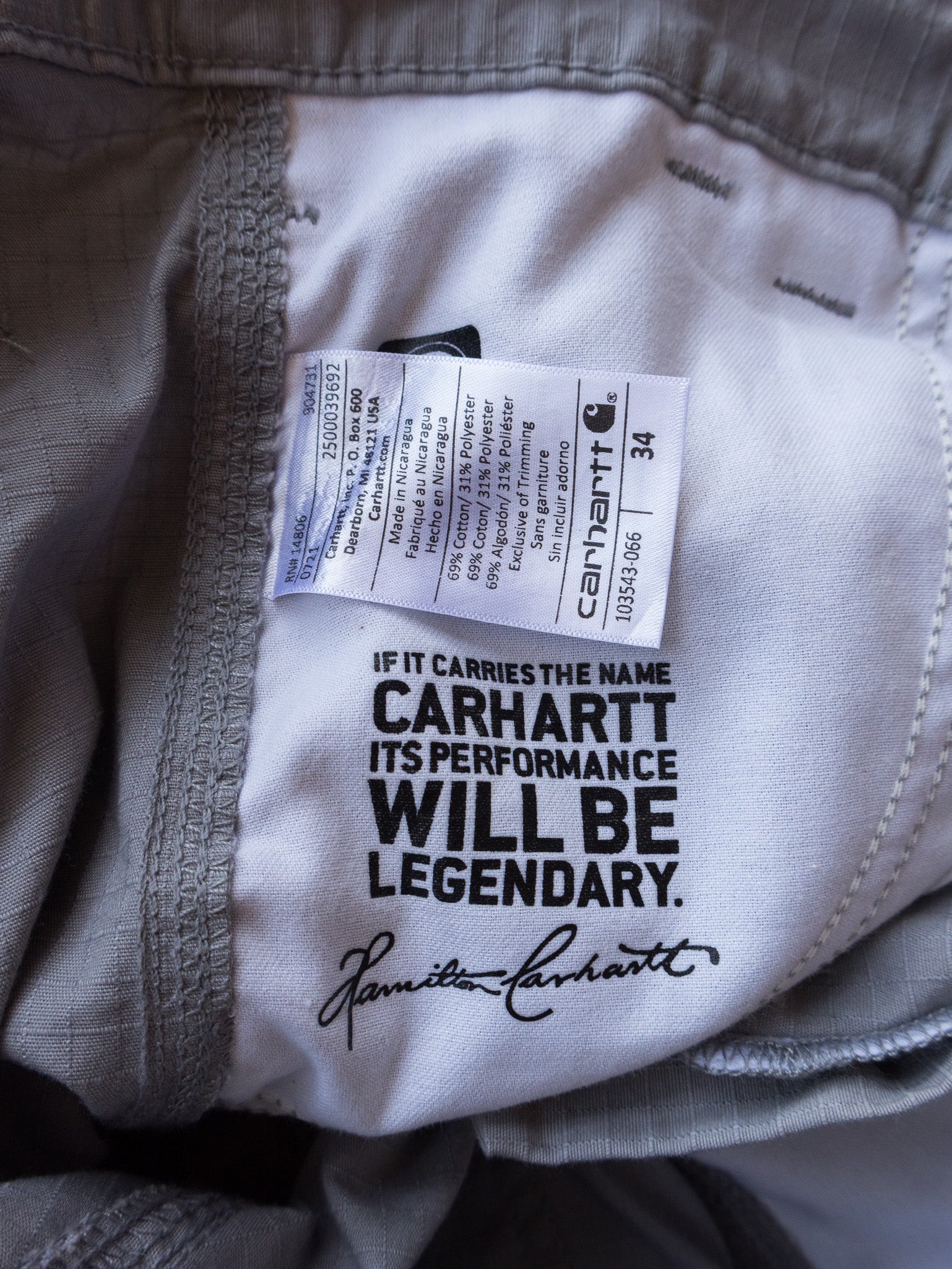 Vintage Grey Carhartt Cargo Shorts (W34)