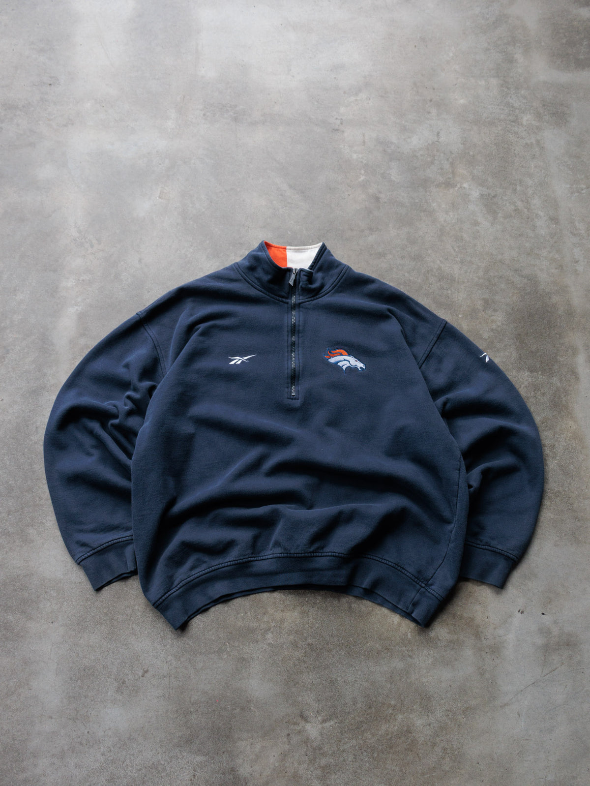 Vintage 90s Navy Reebok Denver Broncos Quarter Zip (L)
