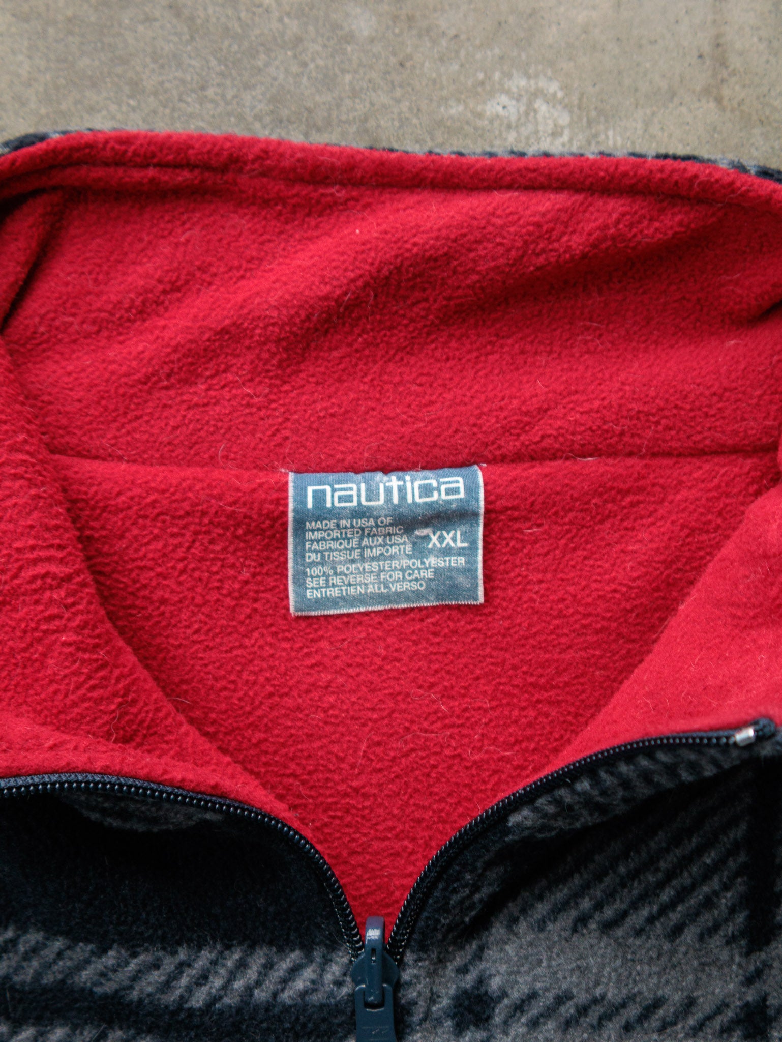 Vintage 90s Grey Plaid Nautica Fleece (2XL)