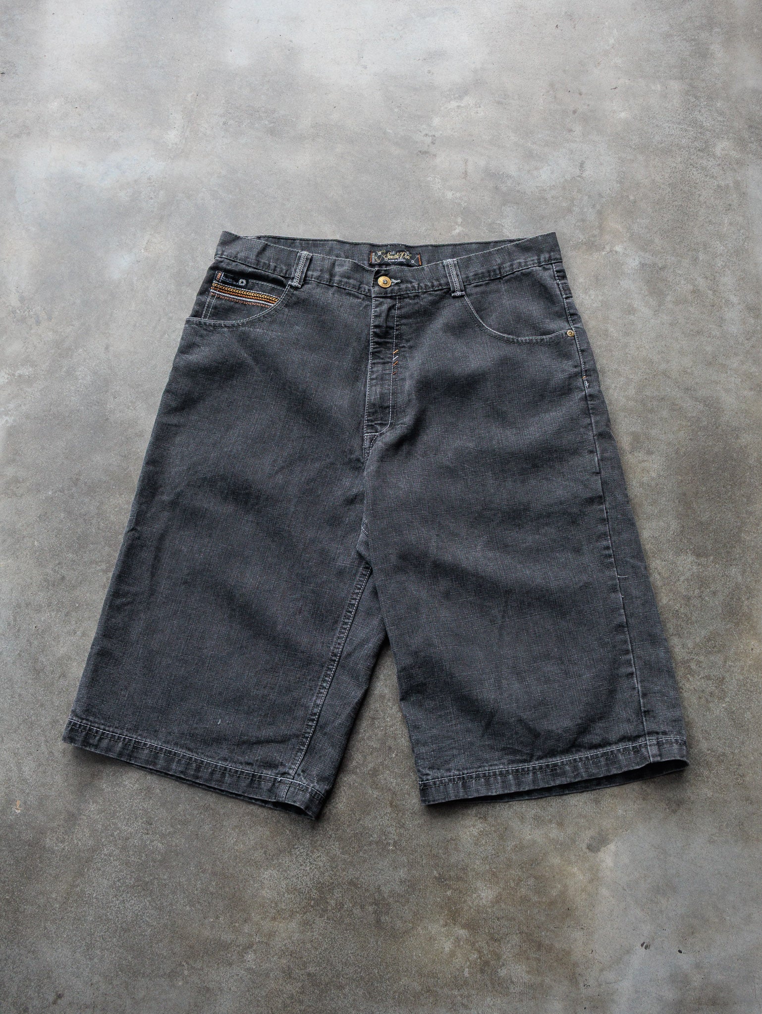 Vintage Faded Black Southpole Logo Denim Shorts (W36)